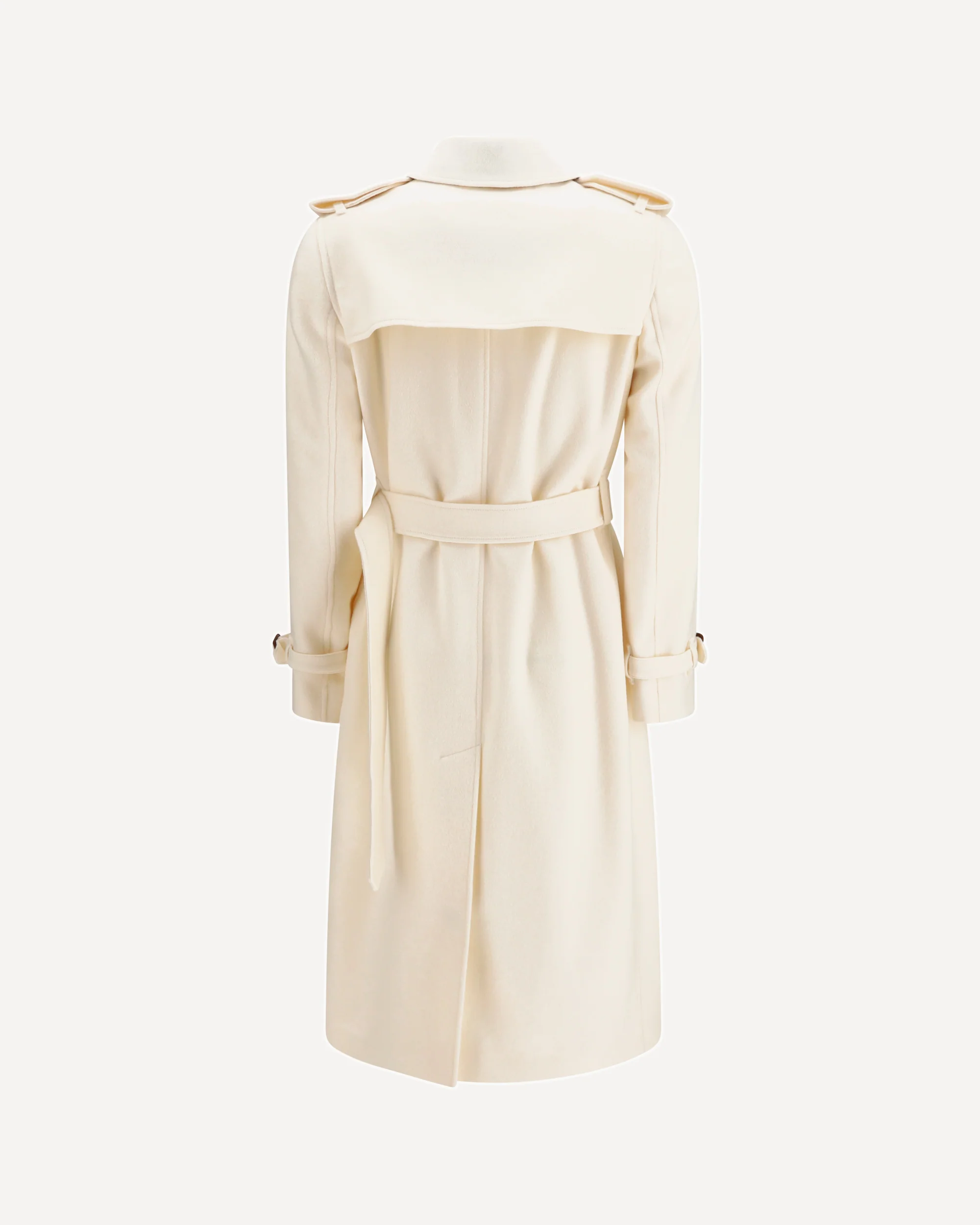Long Kensington cashmere Trench Coat - WHITE | Cheap Luxury Handbags Store,