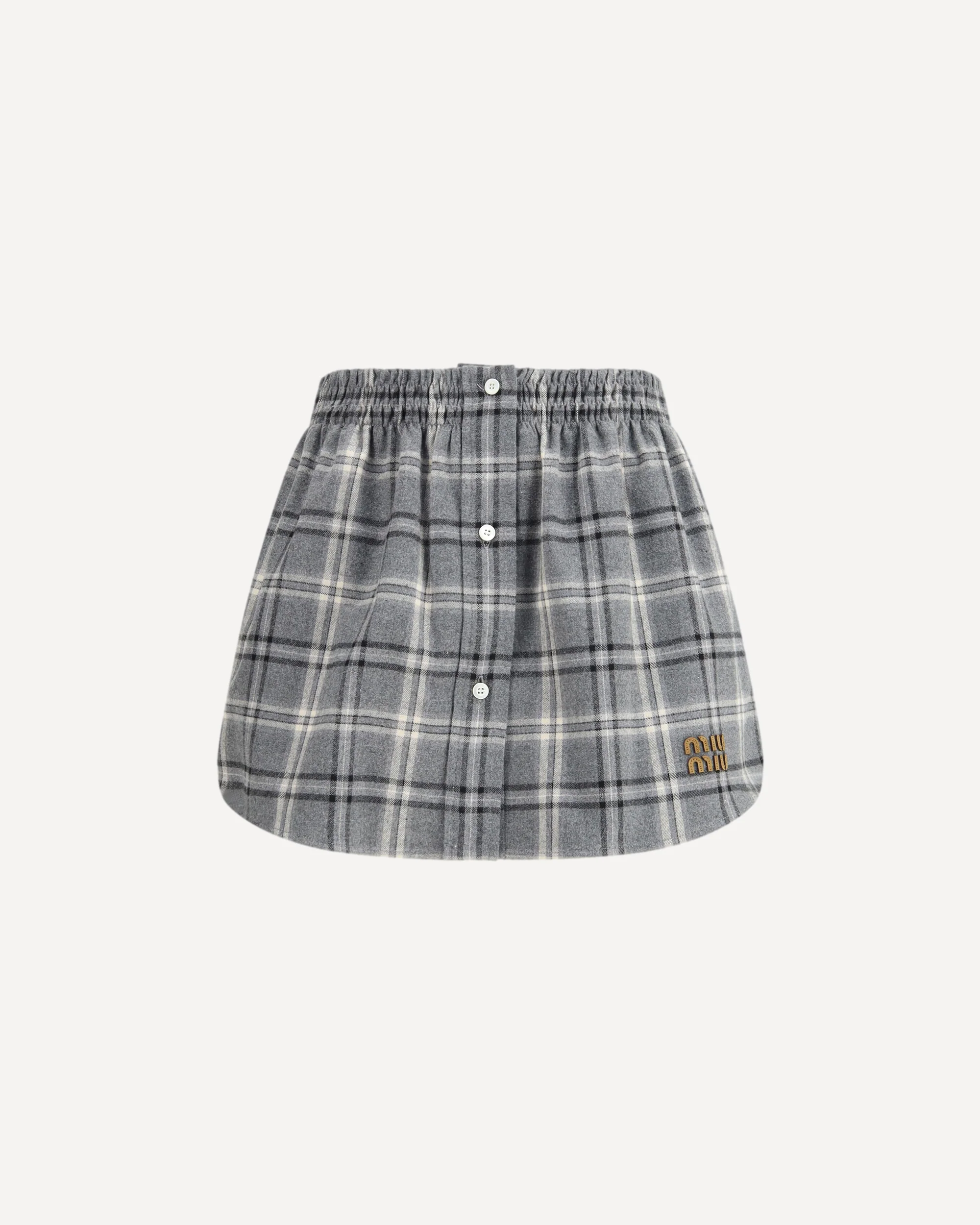 Check flannel Miniskirt - GREY | Cheap Luxury Handbags Store,
