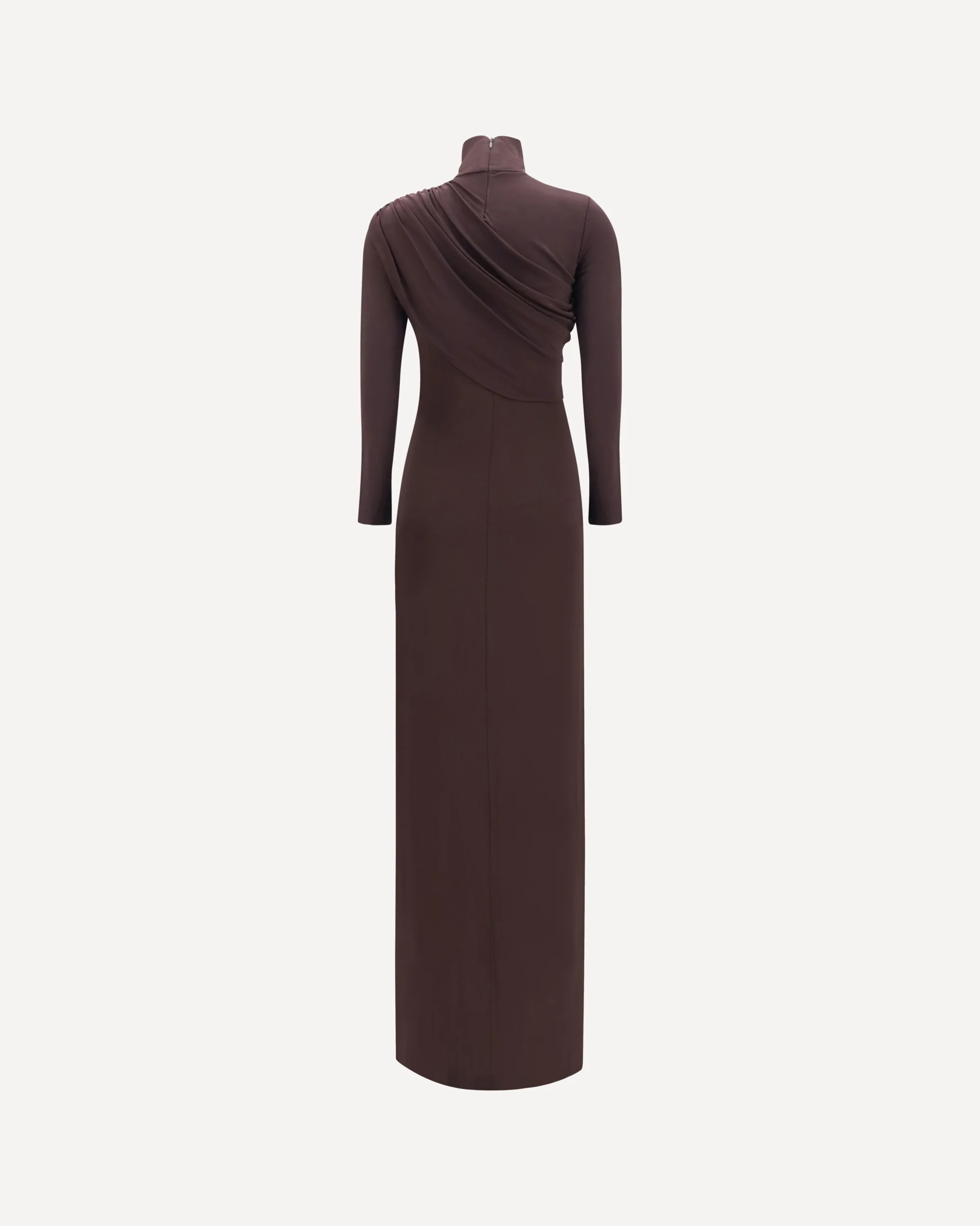Twist high neck jersey Dress - BROWN | Cheap Luxury Handbags Store,