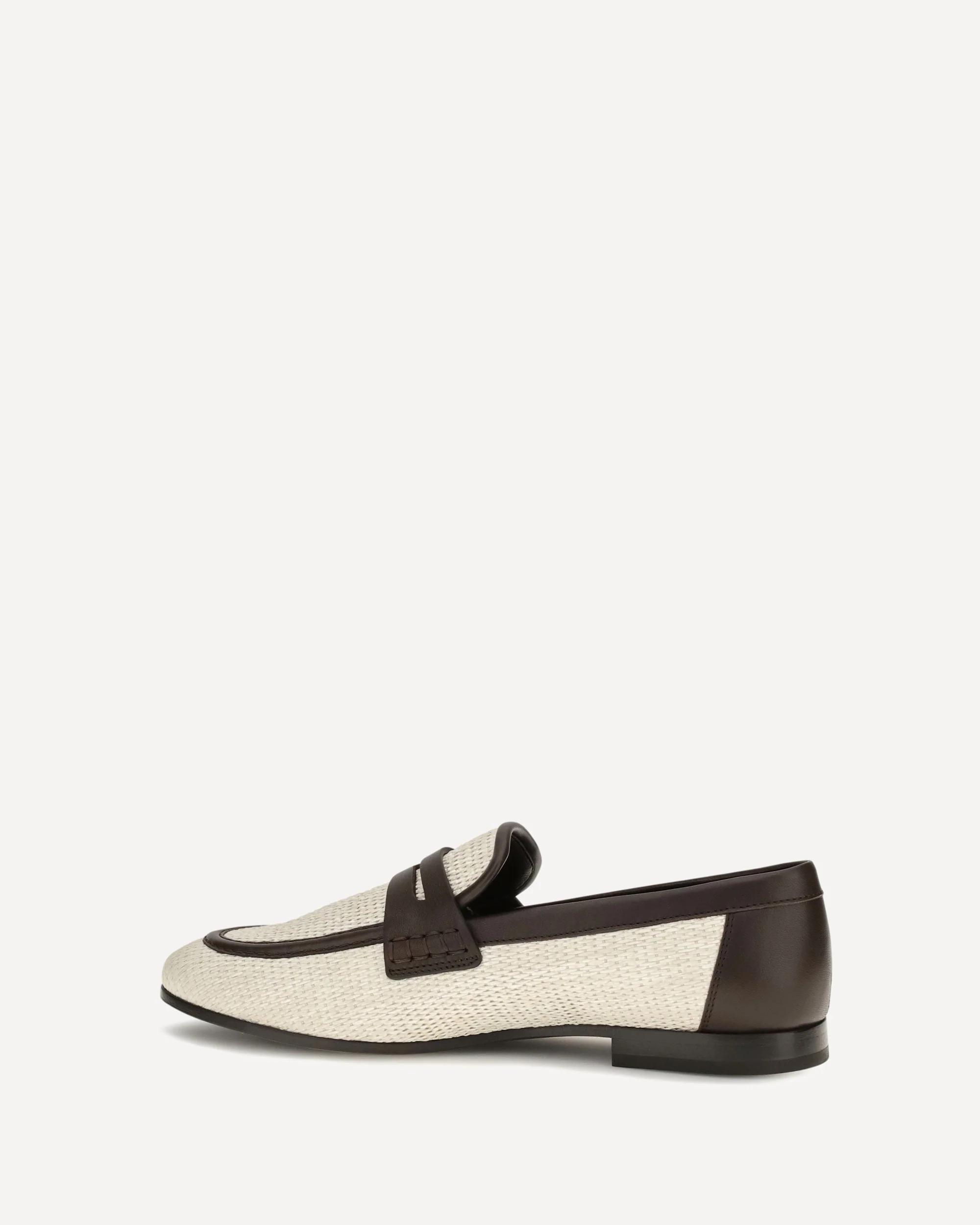 Two-tone leather and raffia Loafers - BEIGE | Cheap Luxury Handbags Store,
