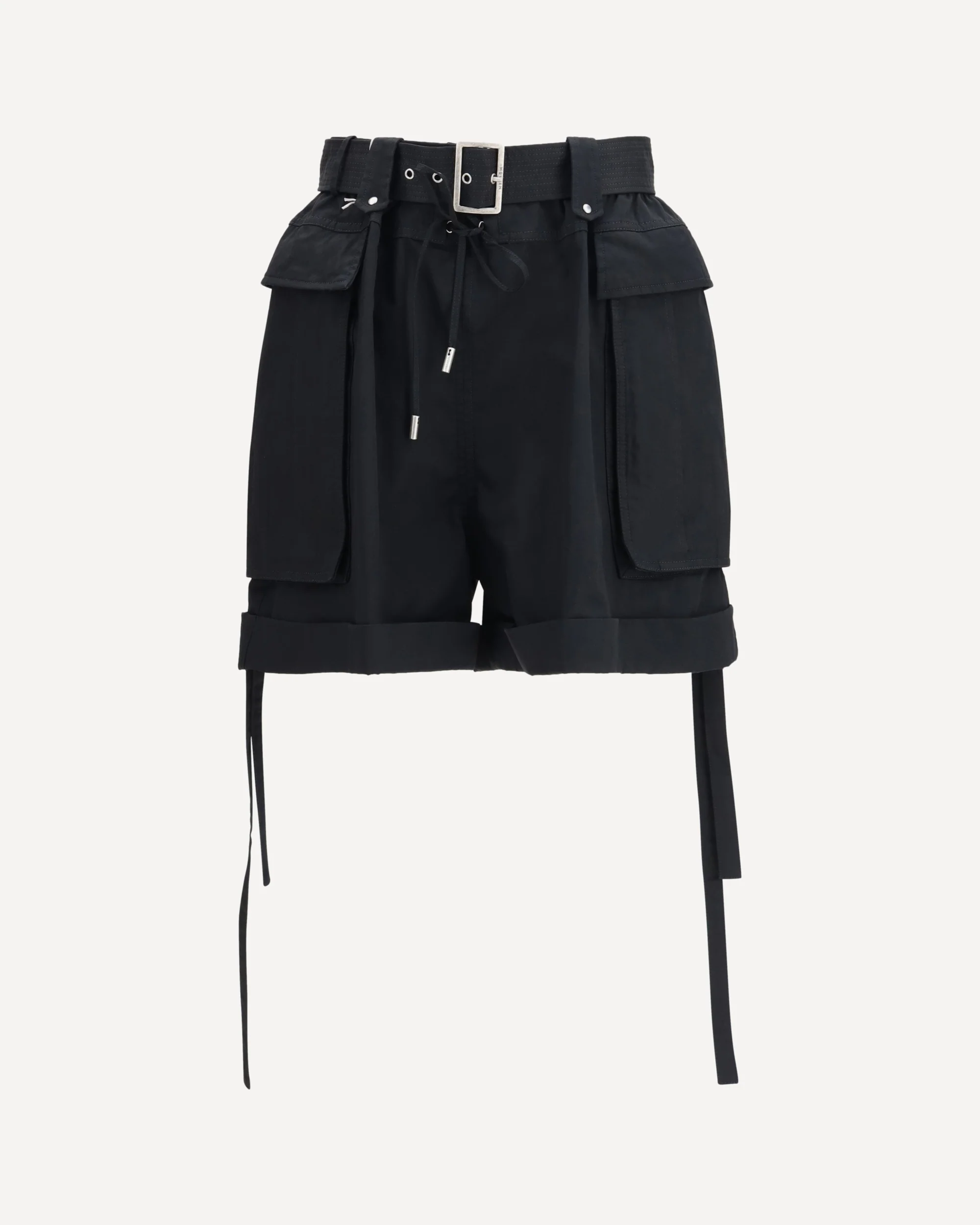 Cotton Shorts with belt - BLACK | Cheap Luxury Handbags Store,