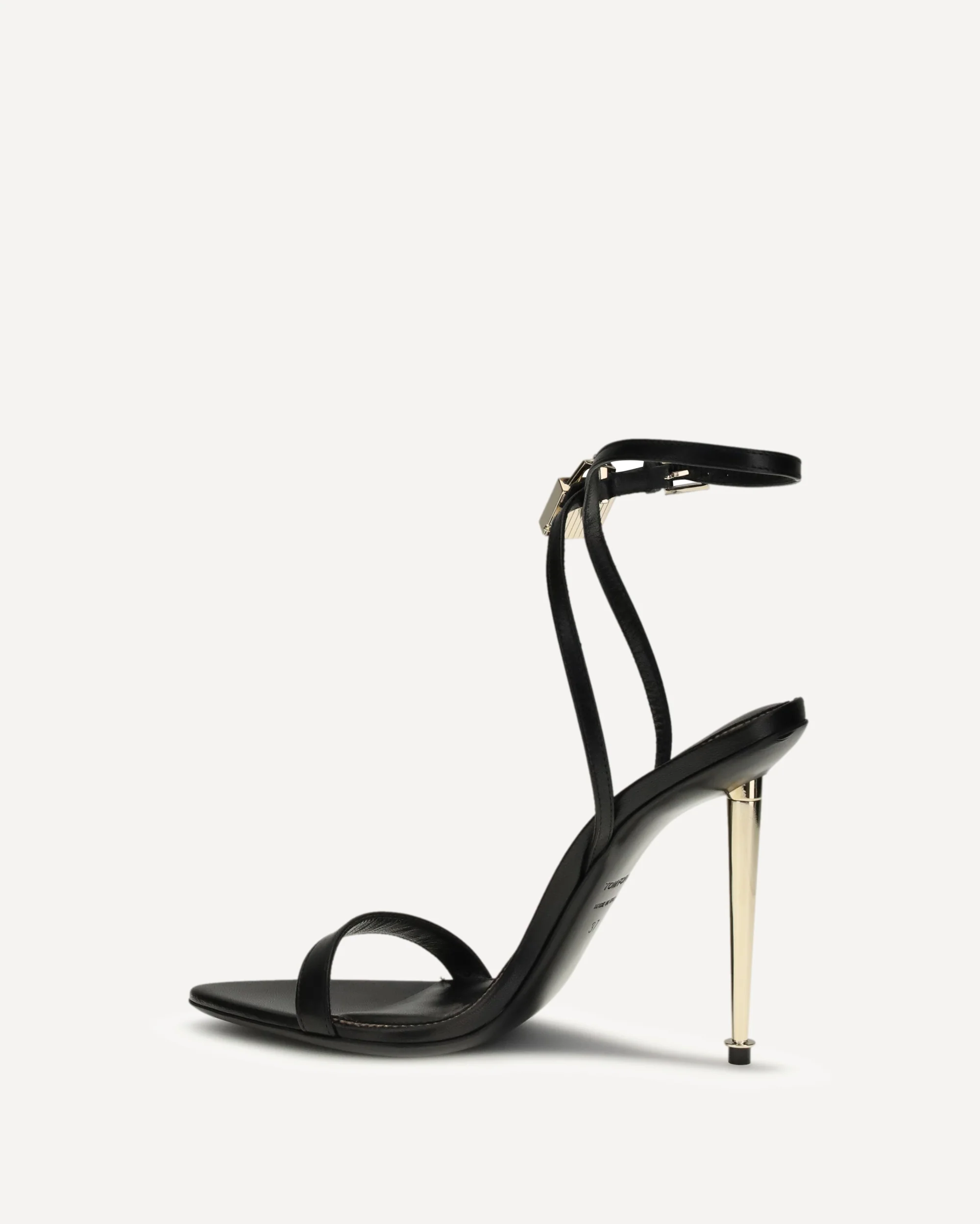 Padlock Pointy Naked heeled Sandals - BLACK | Cheap Luxury Handbags Store,