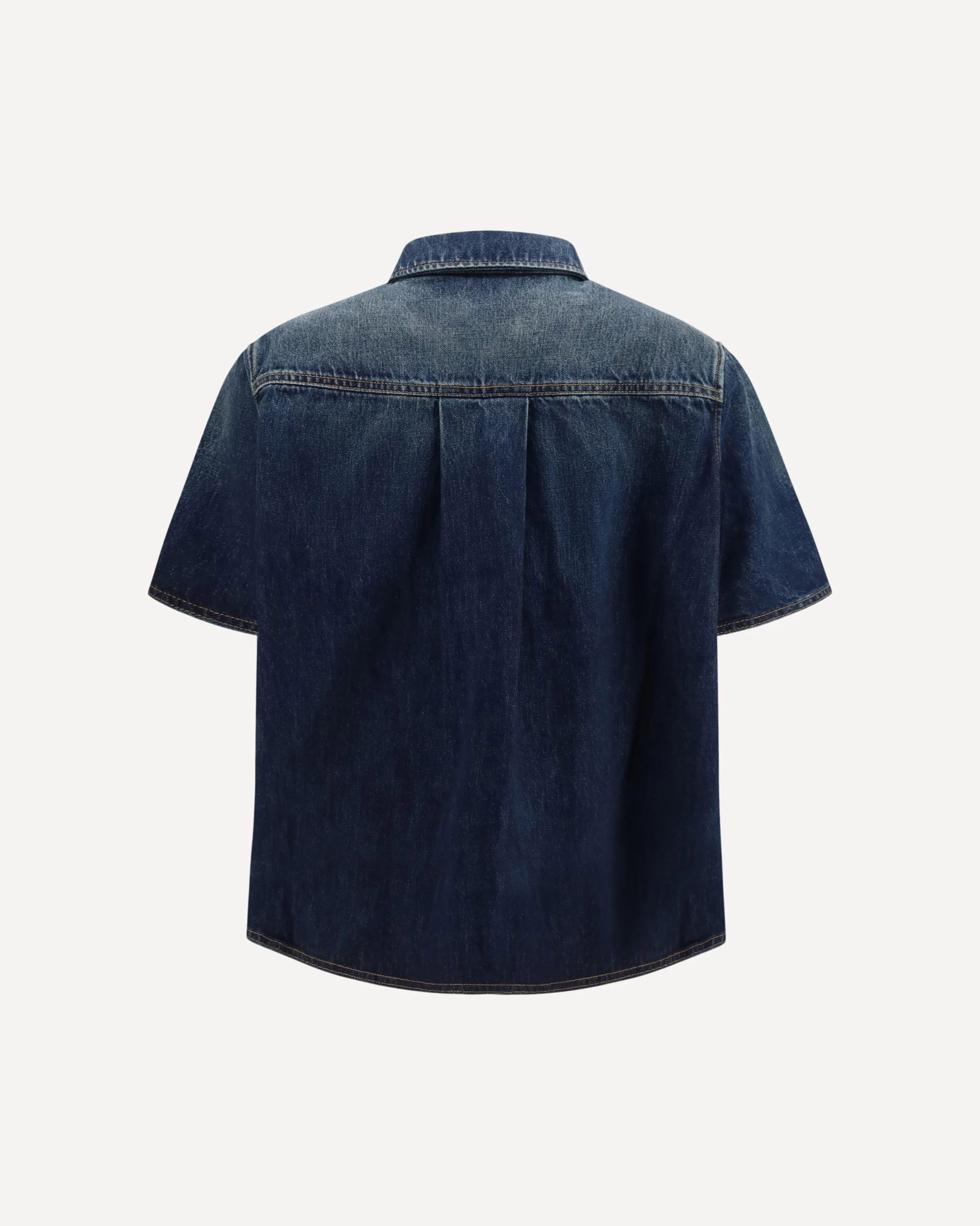 Short sleeve denim Trapeze Shirt - BLUE | Cheap Luxury Handbags Store,