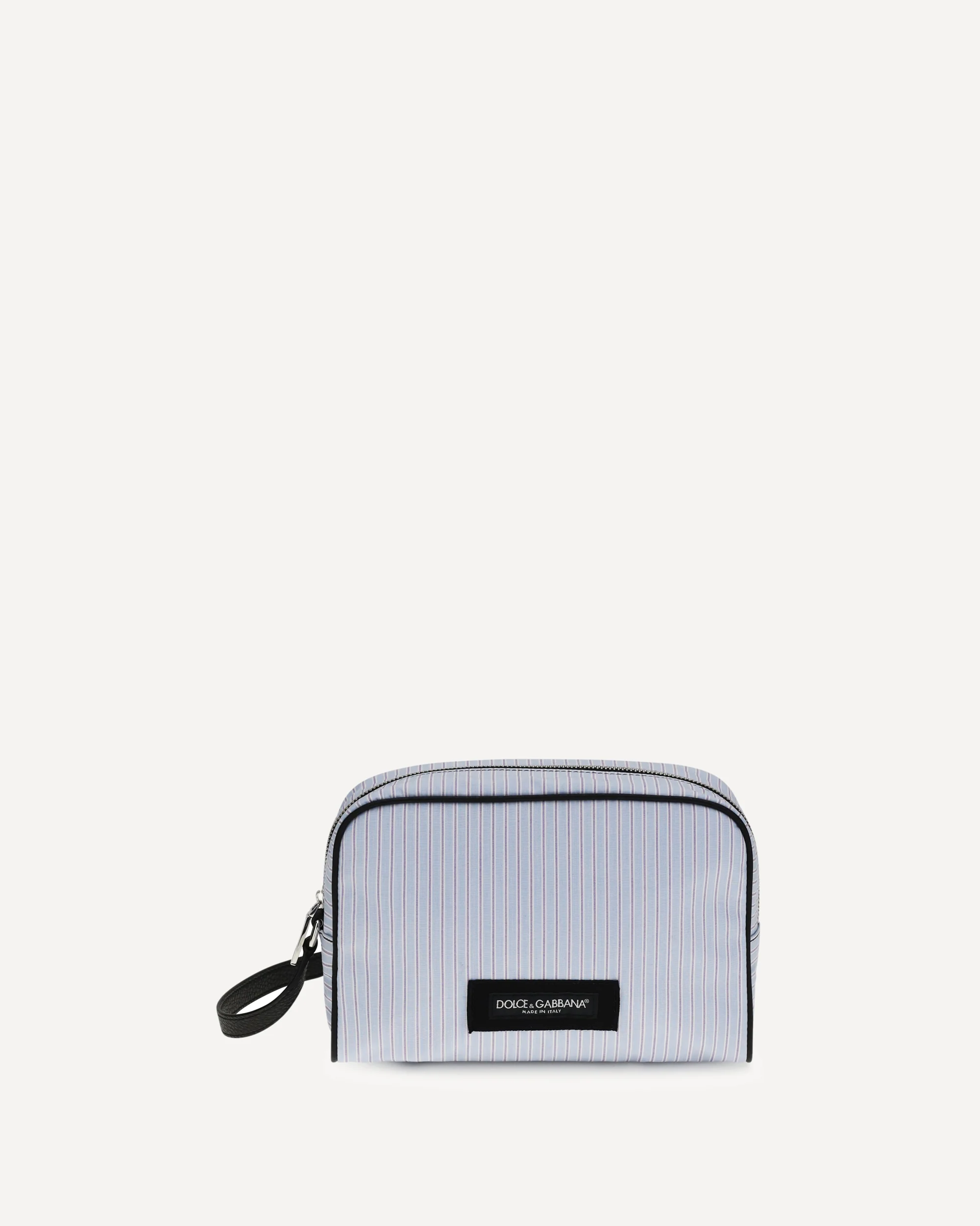Striped poplin and leather Handbag - LIGHT BLUE | Cheap Luxury Handbags Store,