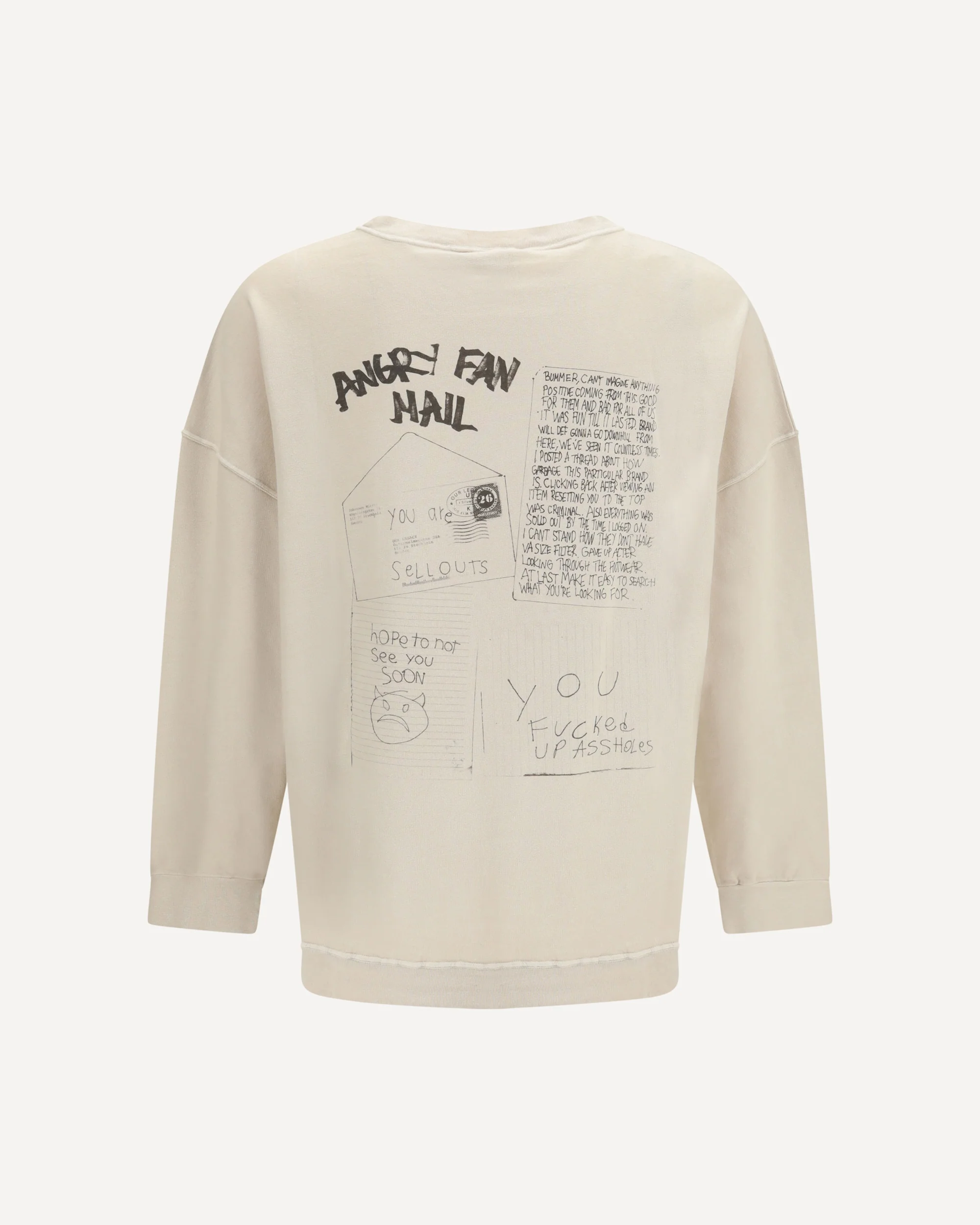 Angry fan mail oversized graphic Sweatshirt - CREAM | Cheap Luxury Handbags Store,
