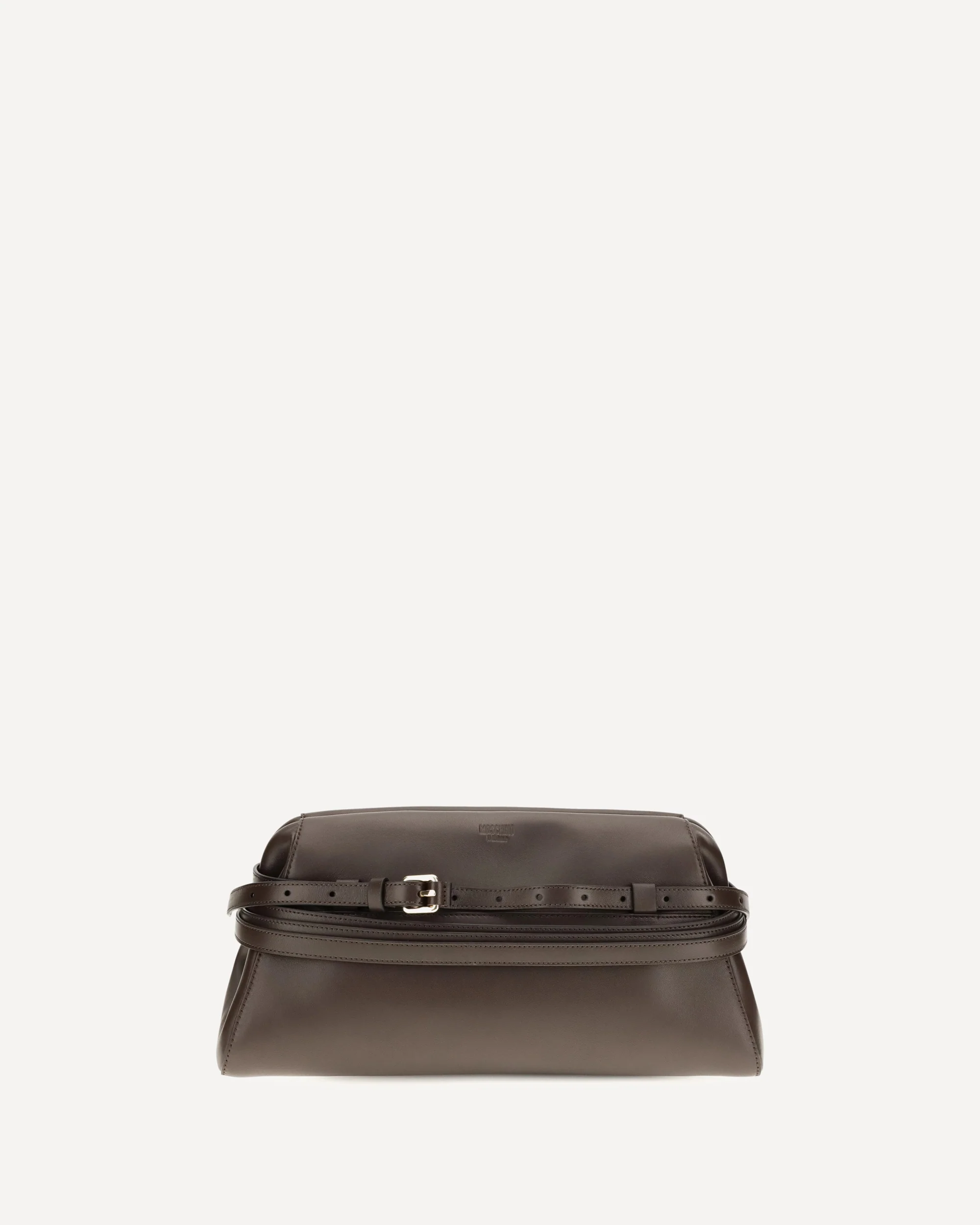 Leather Clutch with buckle detail - BROWN | Cheap Luxury Handbags Store,