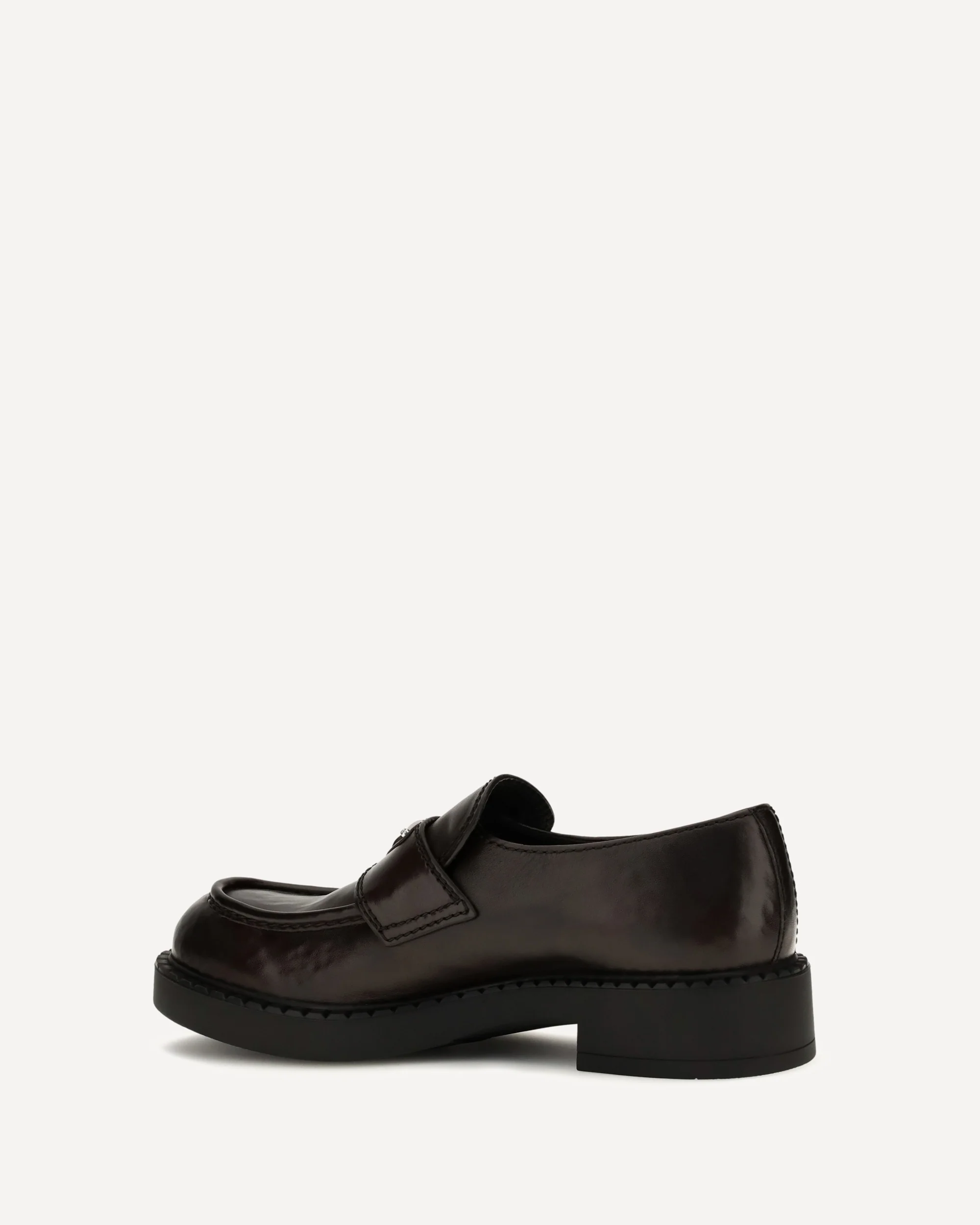 Brushed leather Loafers with triangle logo - BROWN | Cheap Luxury Handbags Store,