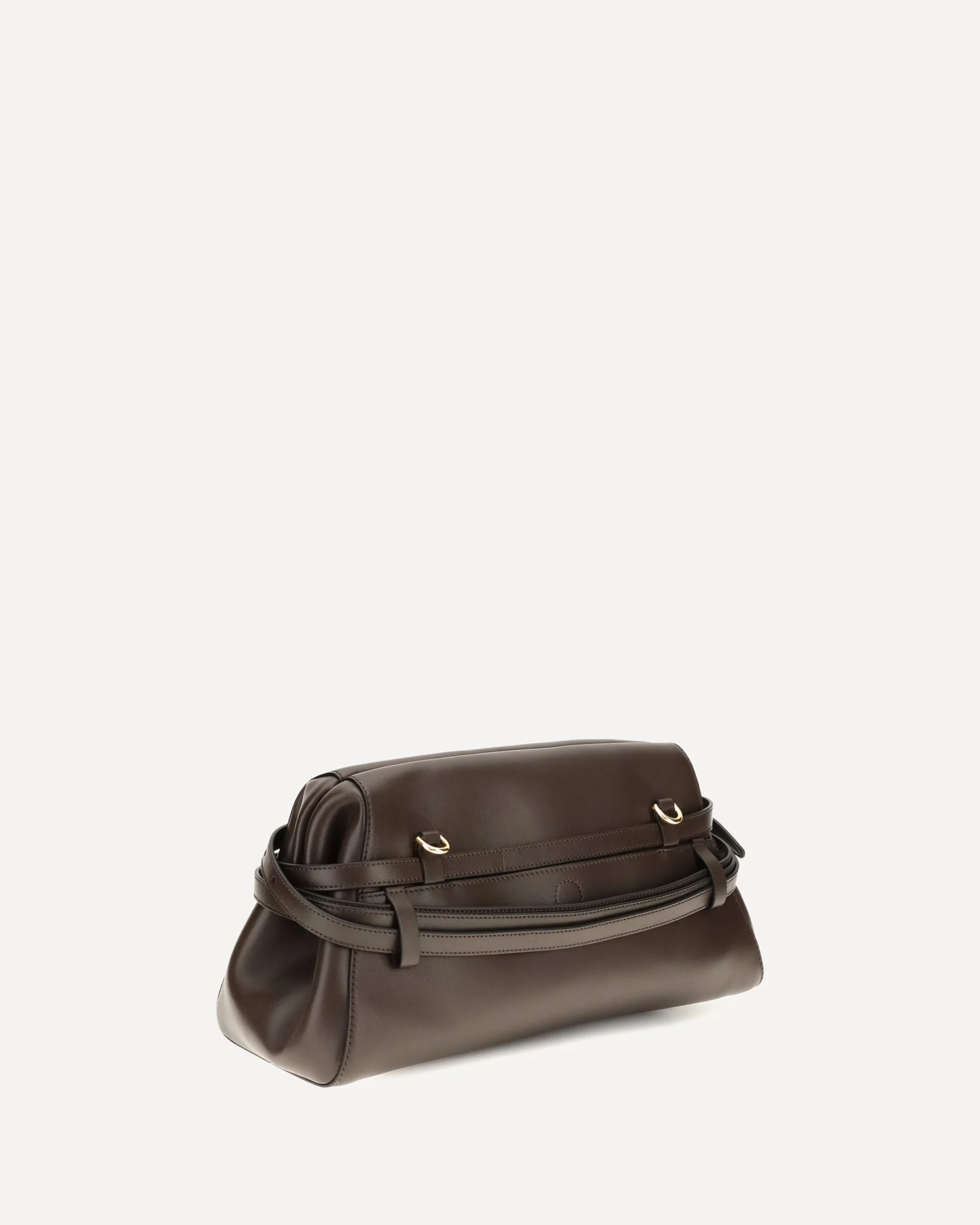 Leather Clutch with buckle detail - BROWN | Cheap Luxury Handbags Store,