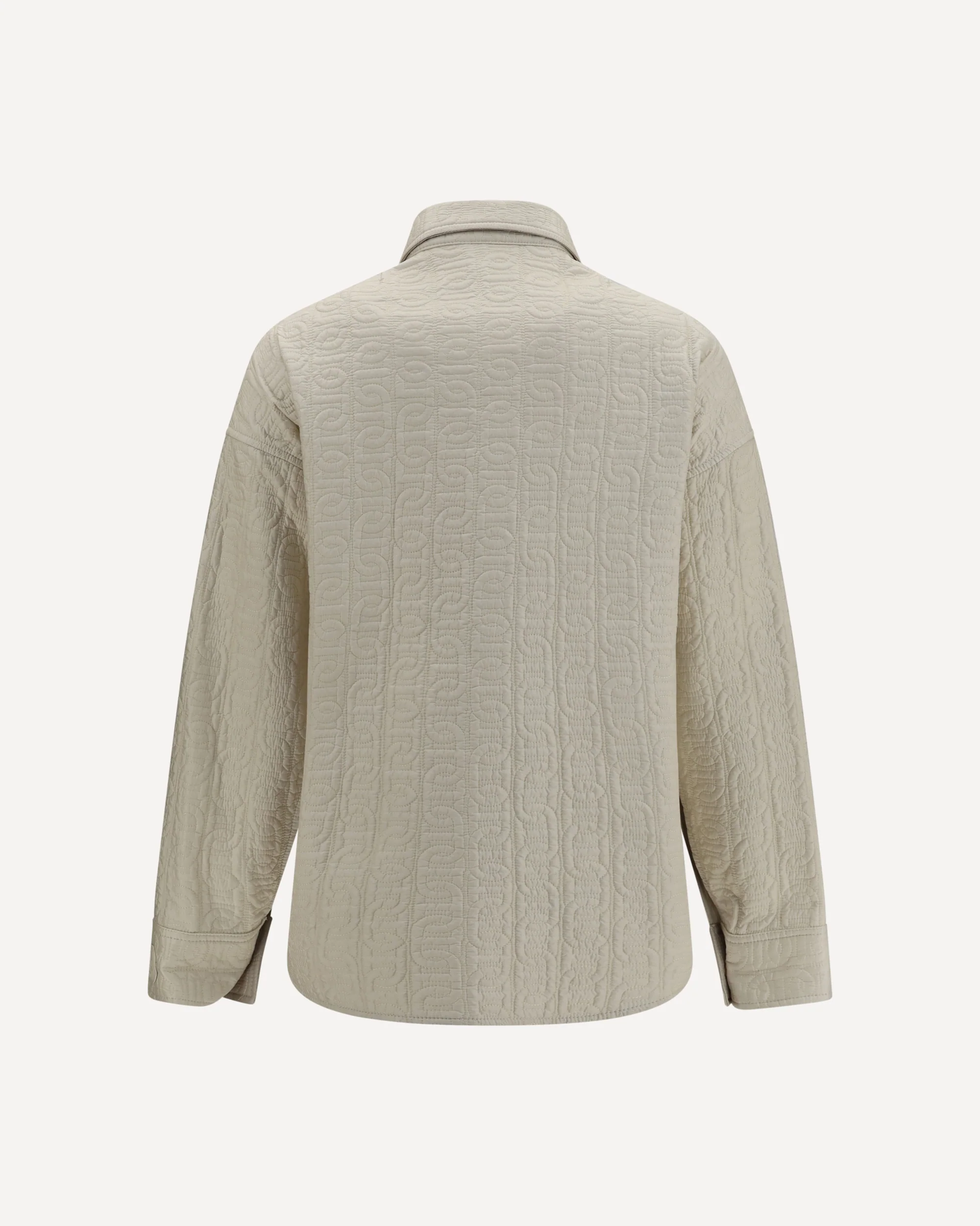 Quilted chain motif padded shirt Jacket - CREAM | Cheap Luxury Handbags Store,