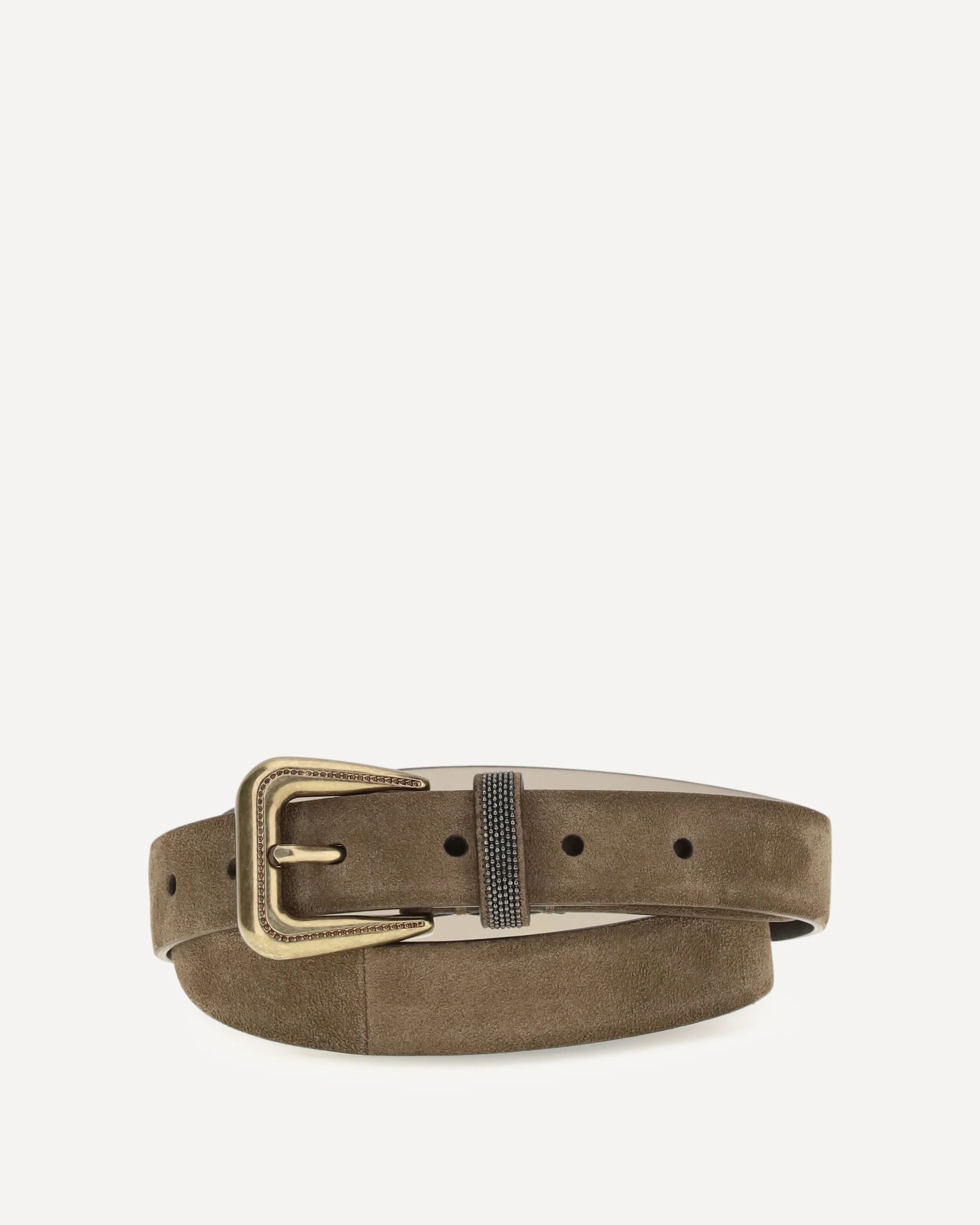 Suede Belt with monili detail - BROWN | Cheap Luxury Handbags Store,
