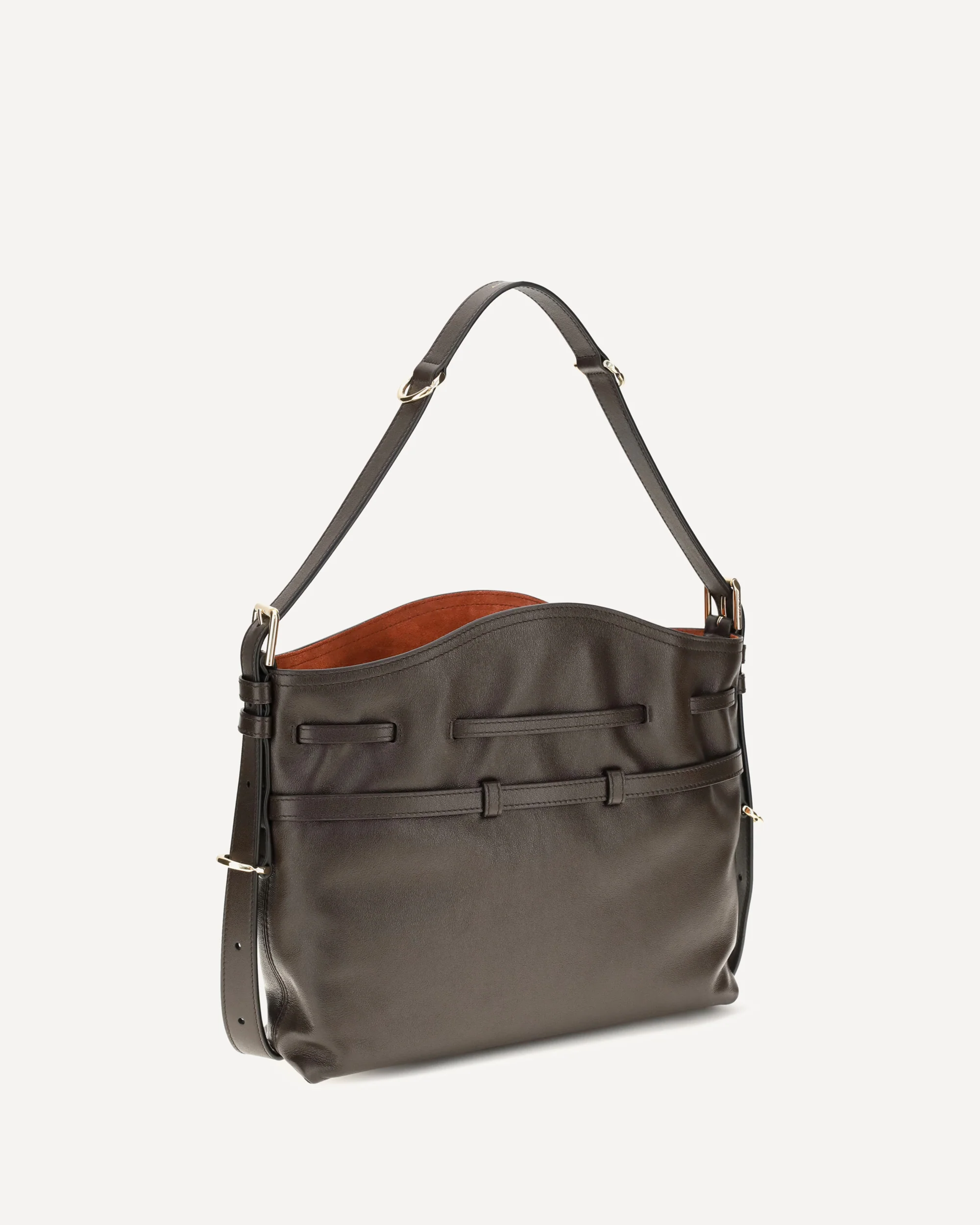 Small Voyou Bucket Handbag in glossy leather - BROWN | Cheap Luxury Handbags Store,