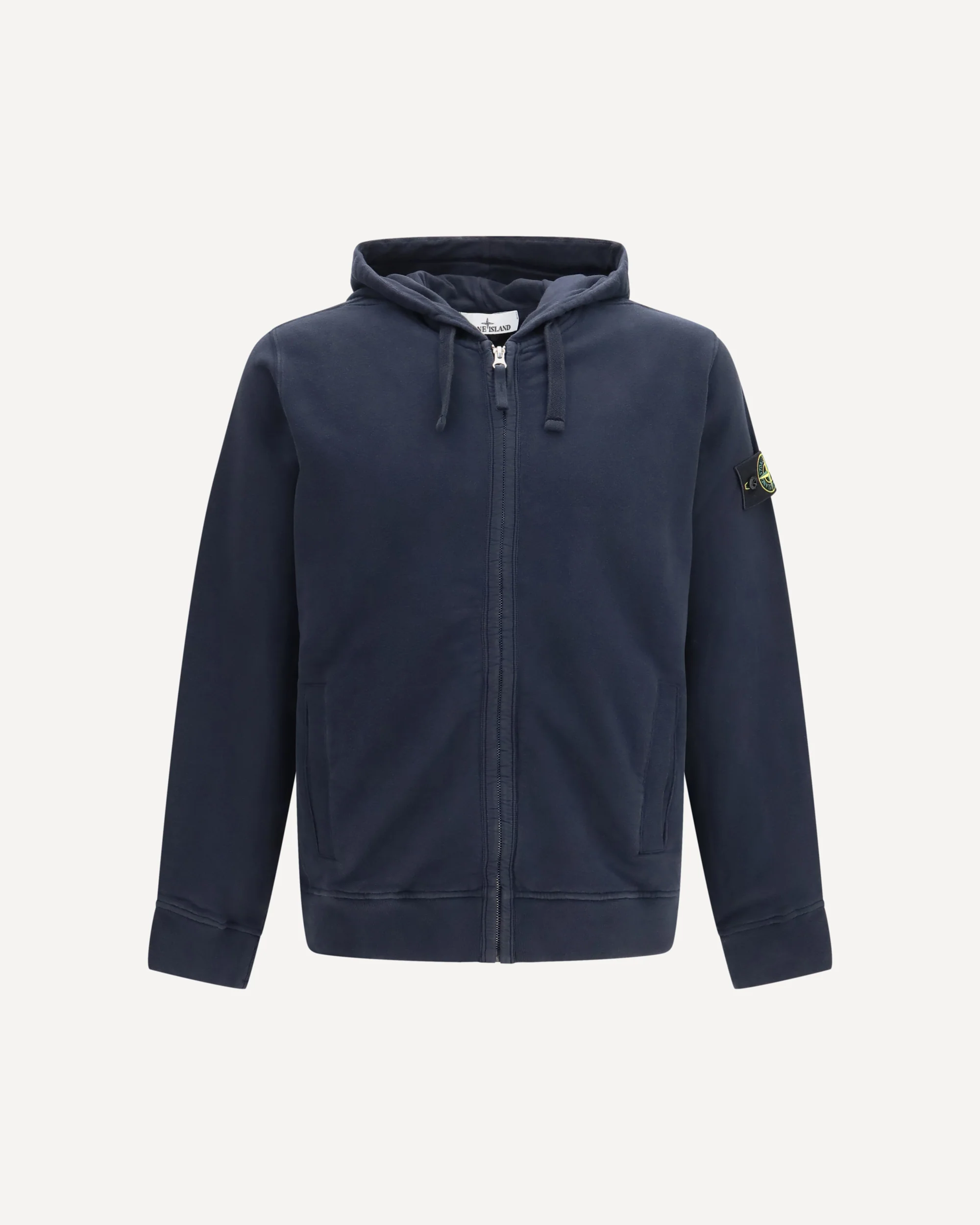 Cotton Hoodie with zip and Compass logo - BLUE | Cheap Luxury Handbags Store,