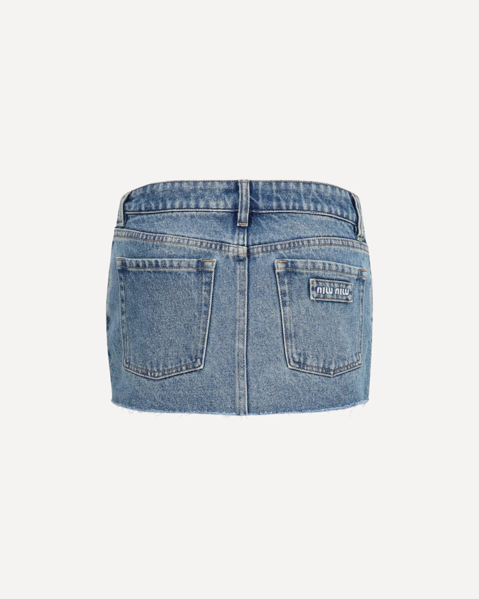 Frayed hem denim mini Skirt - BLUE | Cheap Luxury Handbags Store,