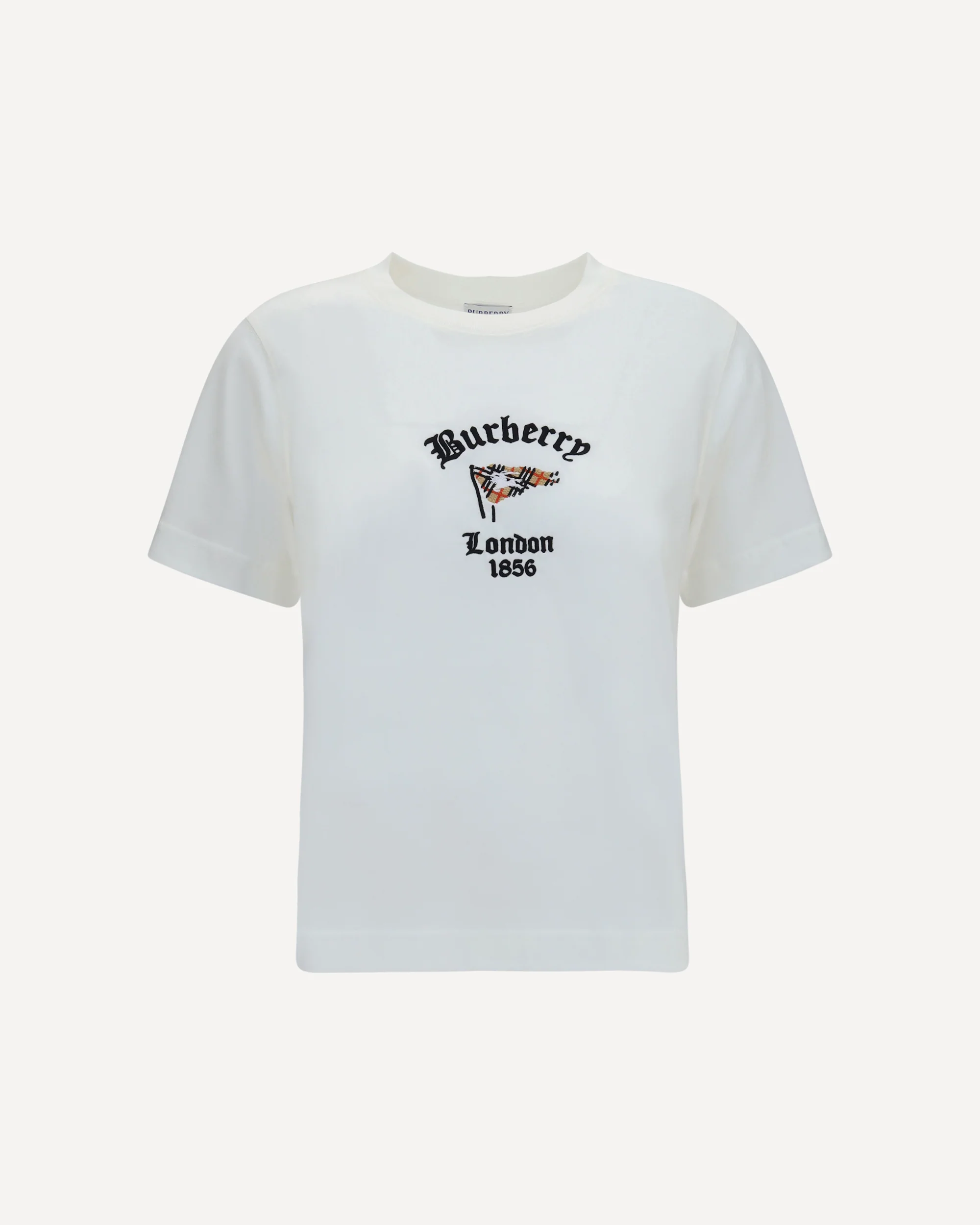Cotton T-Shirt with Check Flag - WHITE | Cheap Luxury Handbags Store,