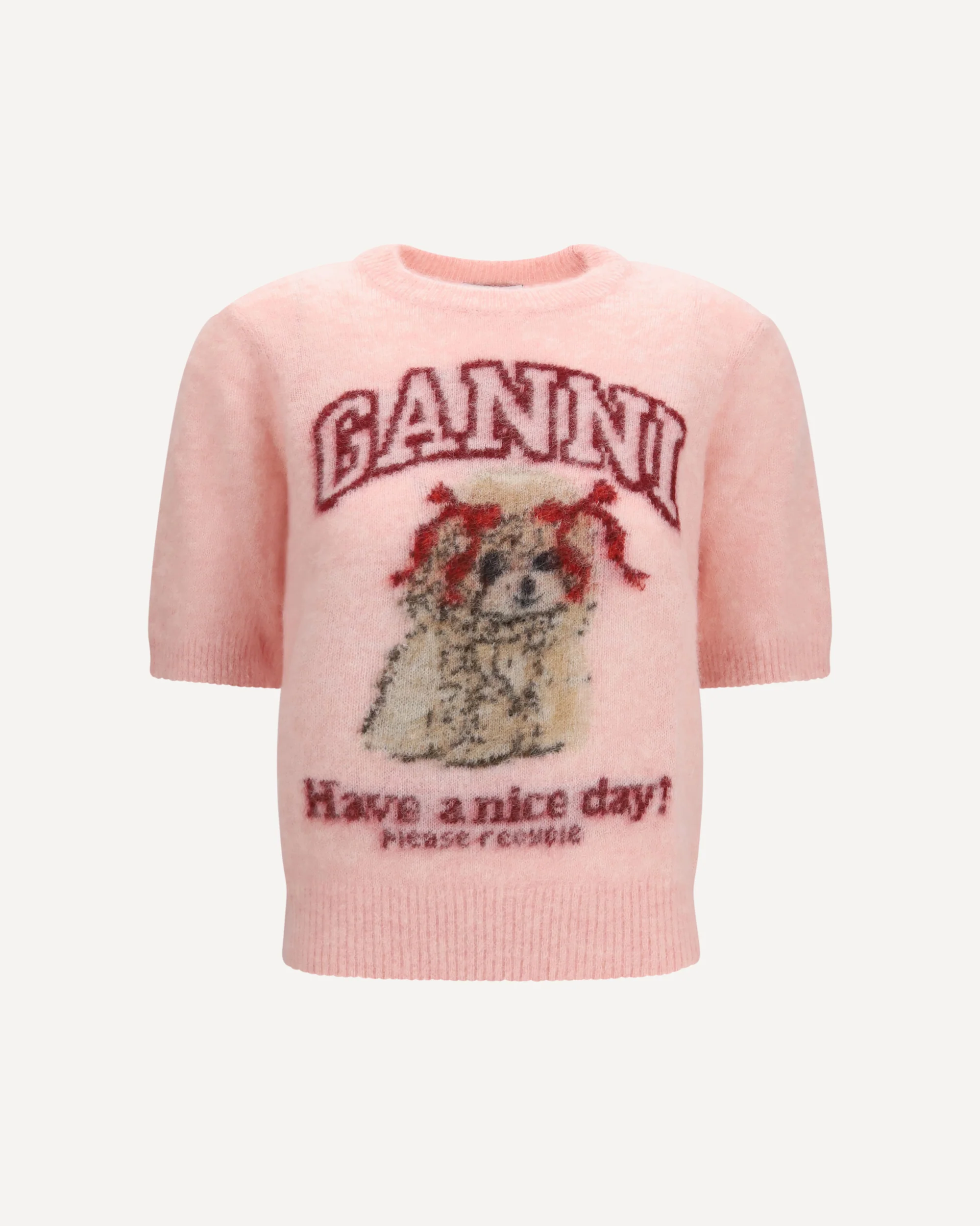 Alpaca graphic knit T-shirt - PINK | Cheap Luxury Handbags Store,