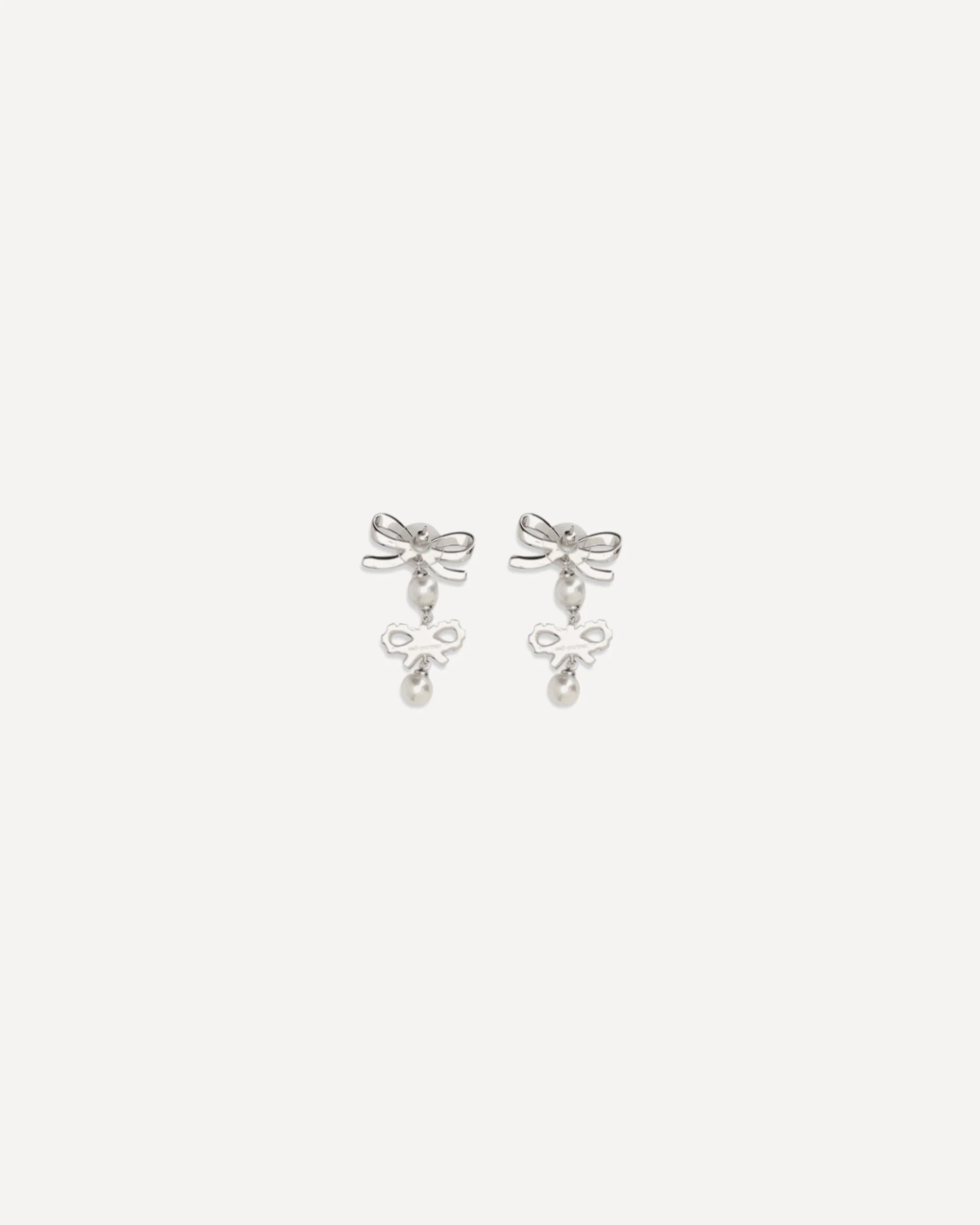 Double Bow Pearl Earrings - SILVER | Cheap Luxury Handbags Store,