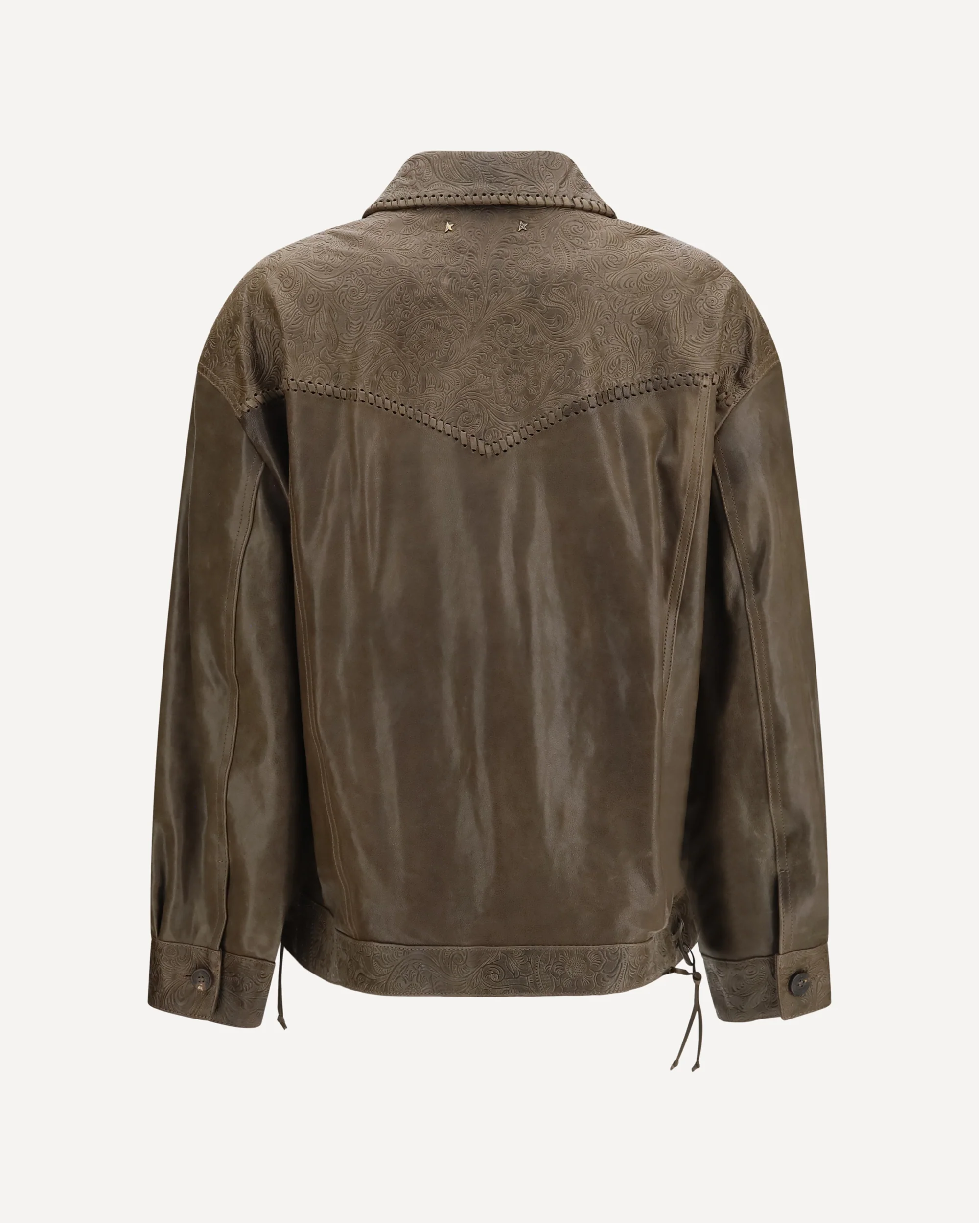 Babete leather Jacket with embossed details - BROWN | Cheap Luxury Handbags Store,