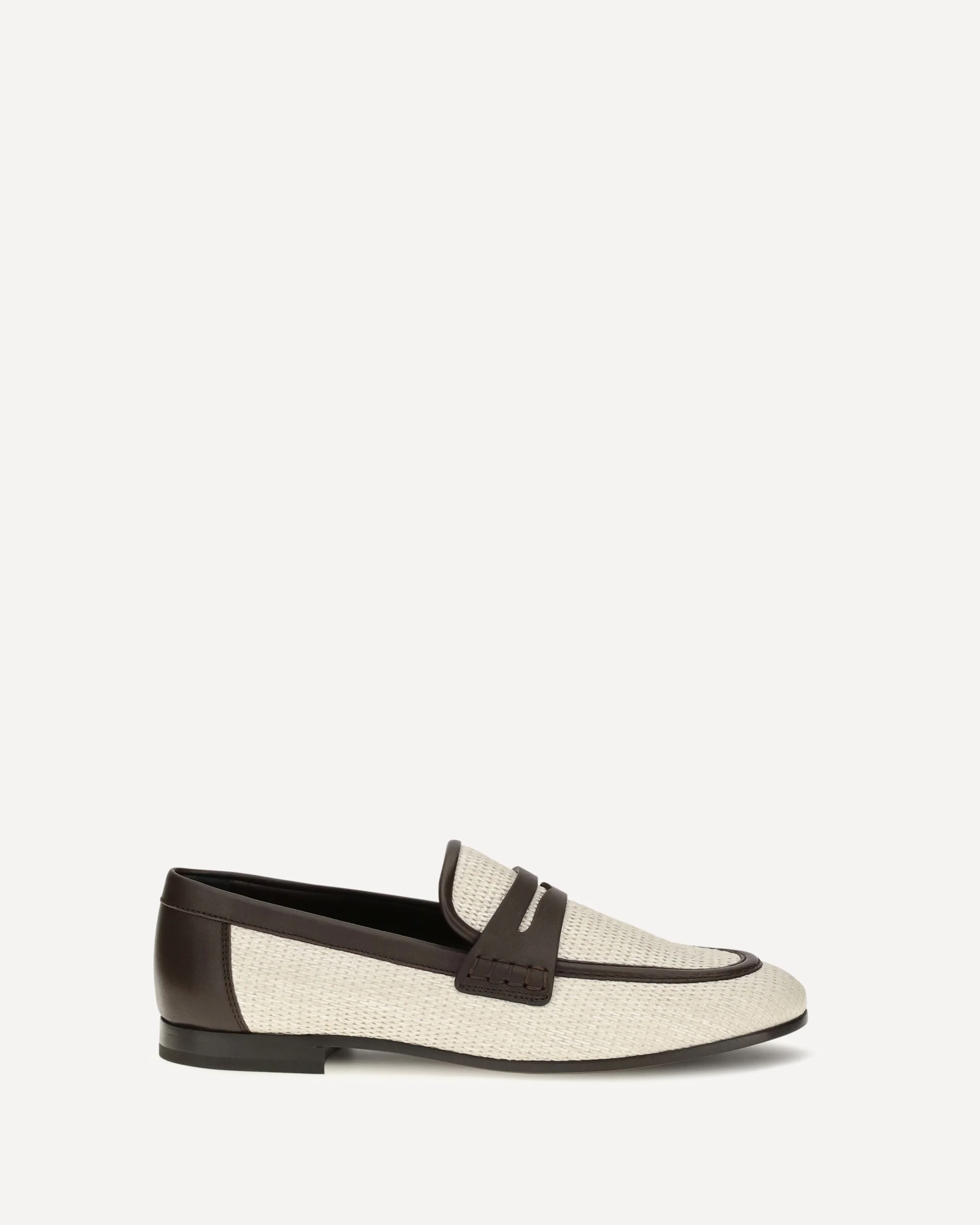 Two-tone leather and raffia Loafers - BEIGE | Cheap Luxury Handbags Store,
