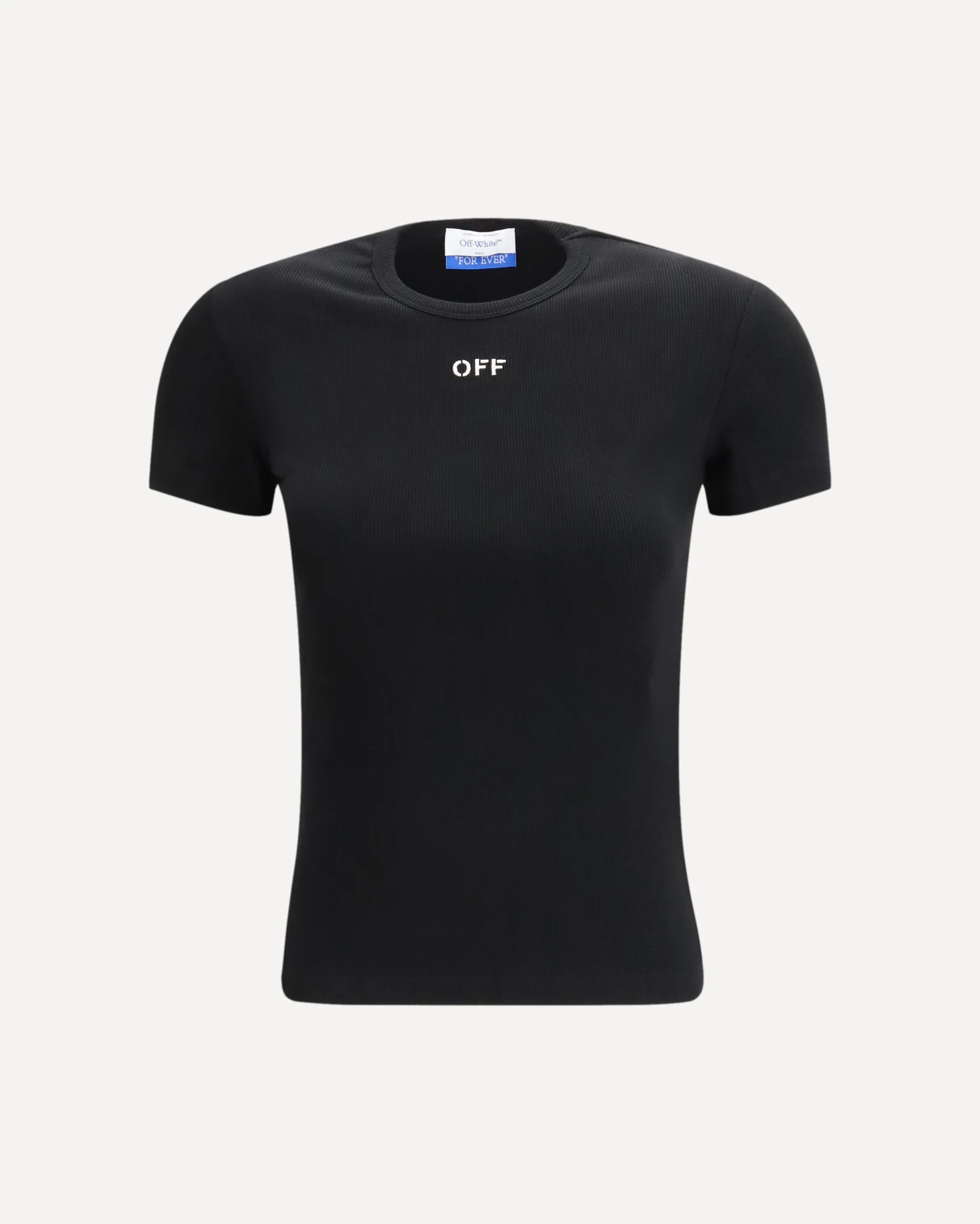 Off Stamp Rib Basic T-shirt - BLACK | Cheap Luxury Handbags Store,