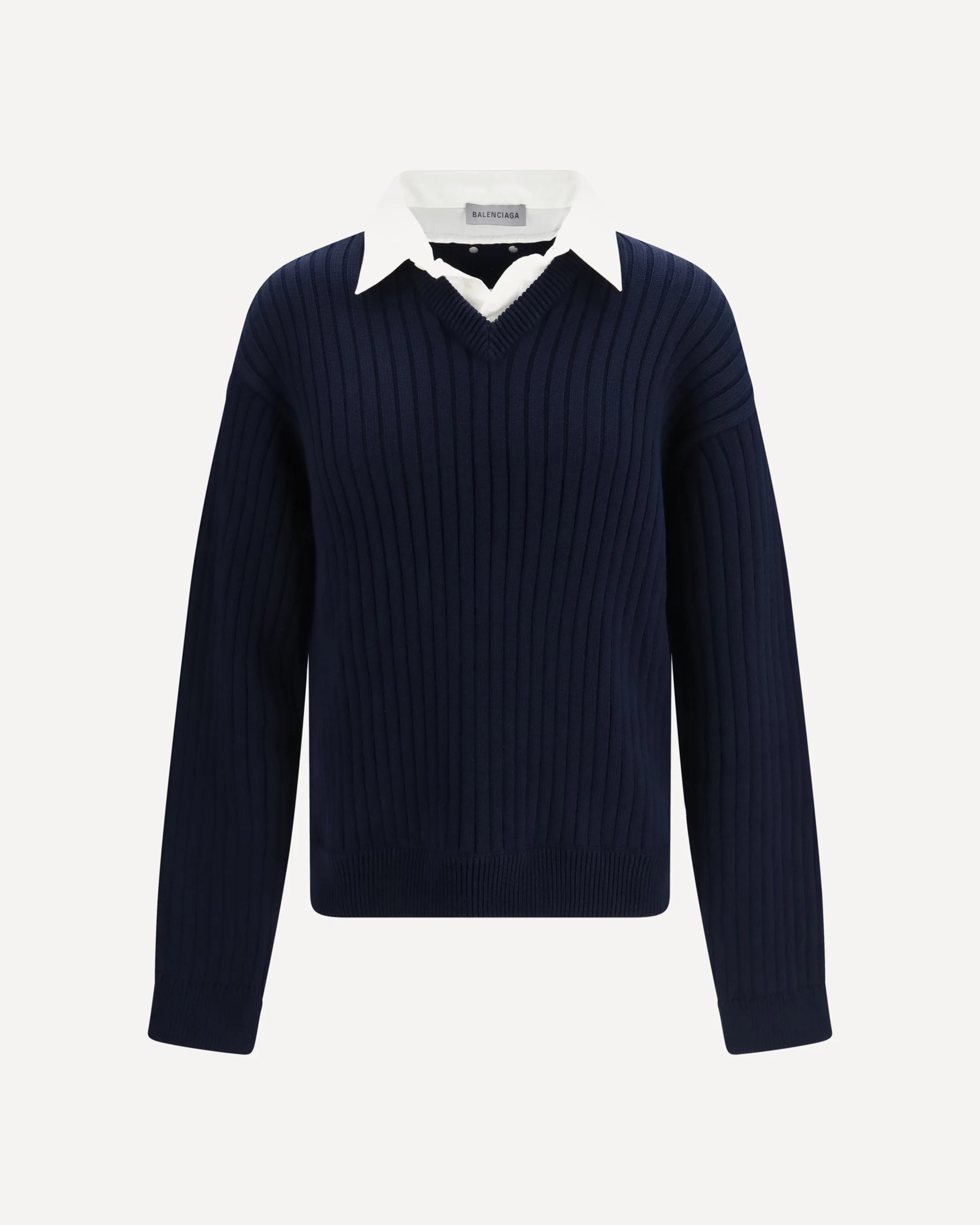 Cotton Sweater with shirt details - BLUE | Cheap Luxury Handbags Store,