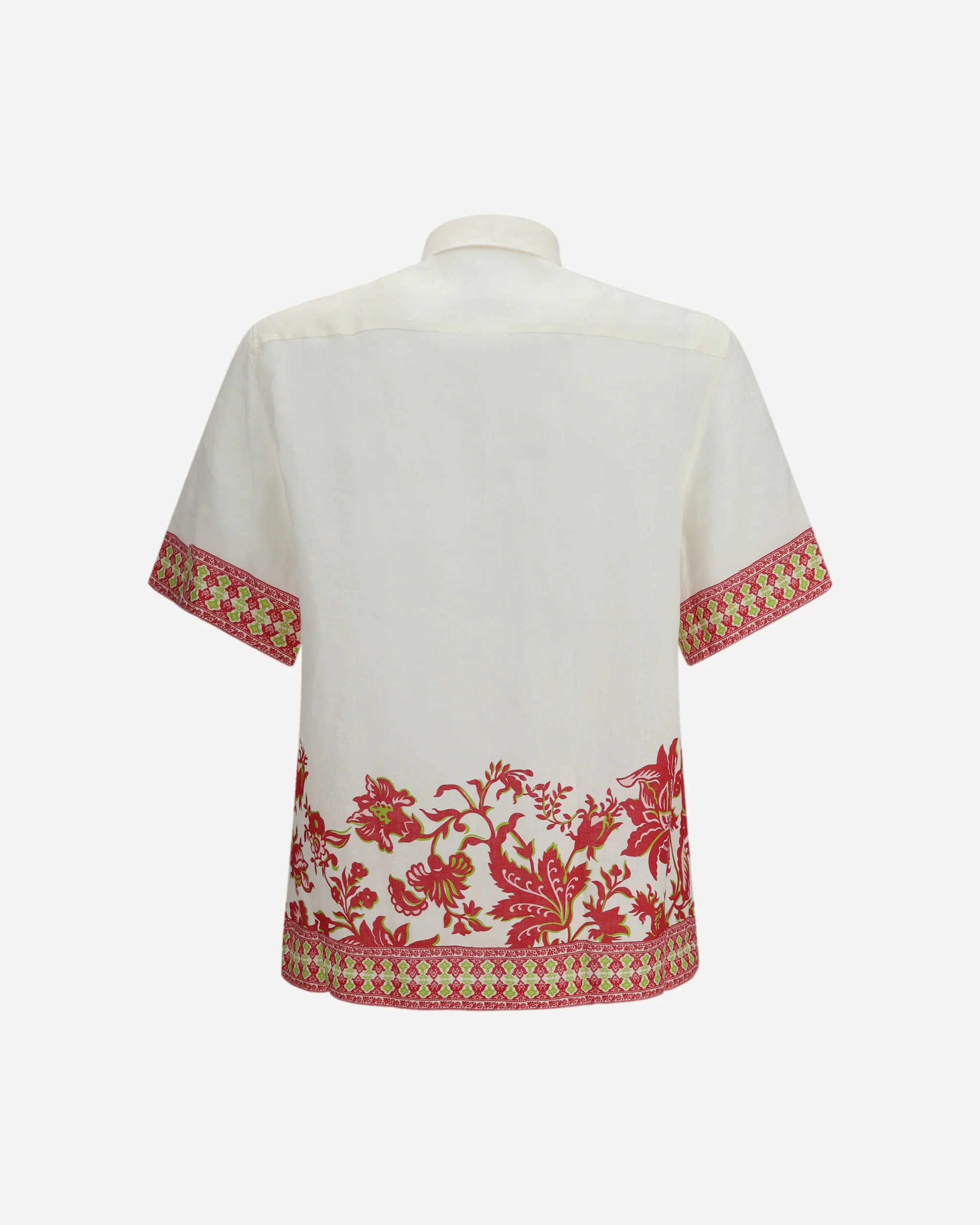 Linen shirt with floral print and short sleeves - MULTICOLOUR | Cheap Luxury Handbags Store,