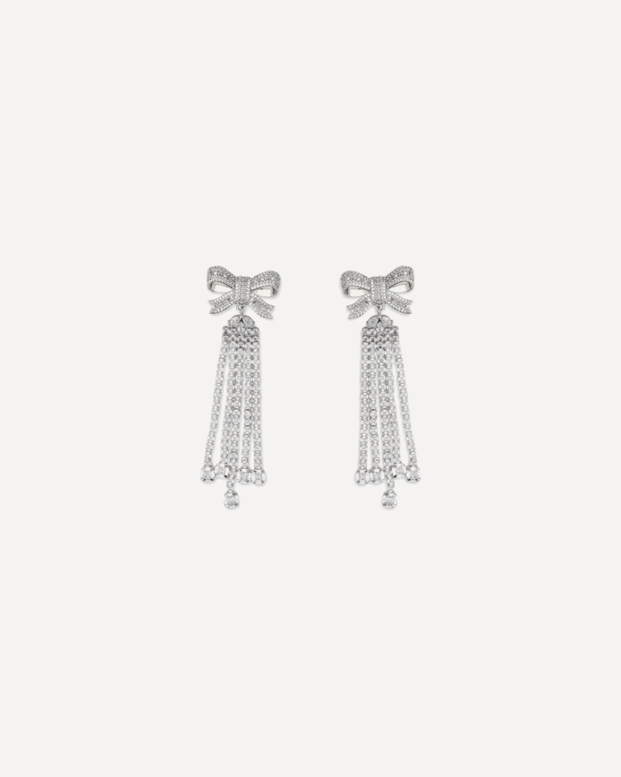 Crystal Bow drop Earrings - SILVER | Cheap Luxury Handbags Store,