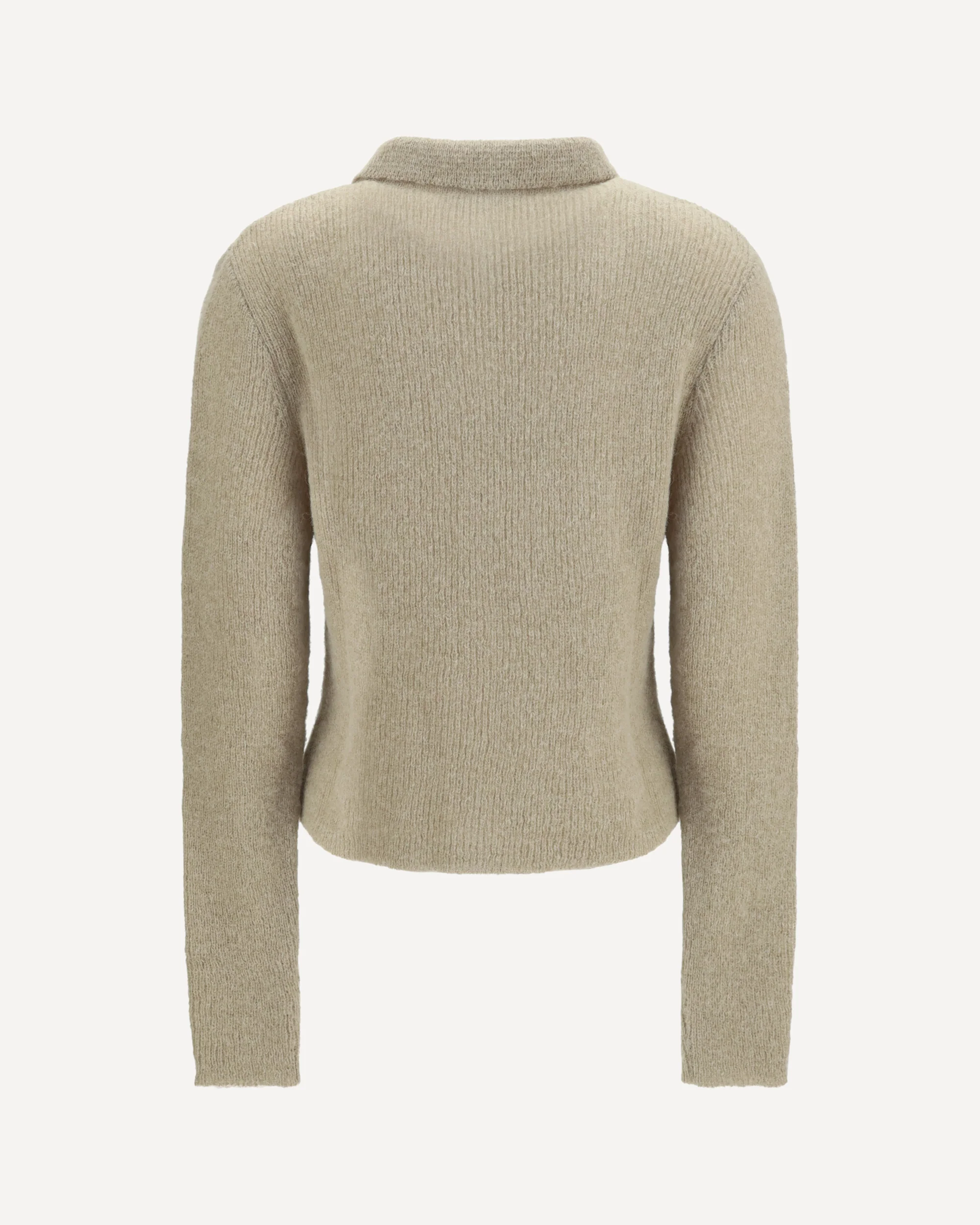 Polo Collar Sweater with buttons - BEIGE | Cheap Luxury Handbags Store,