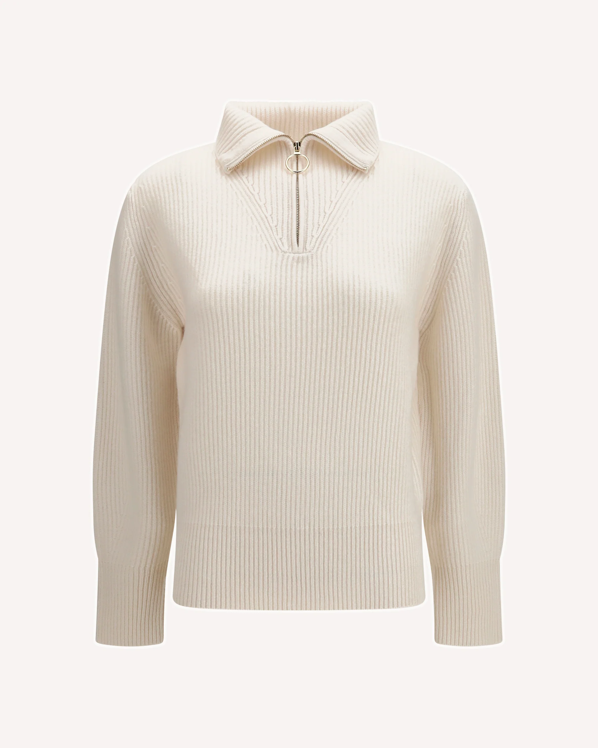 Wool and cashmere half zip Sweater - WHITE | Cheap Luxury Handbags Store,