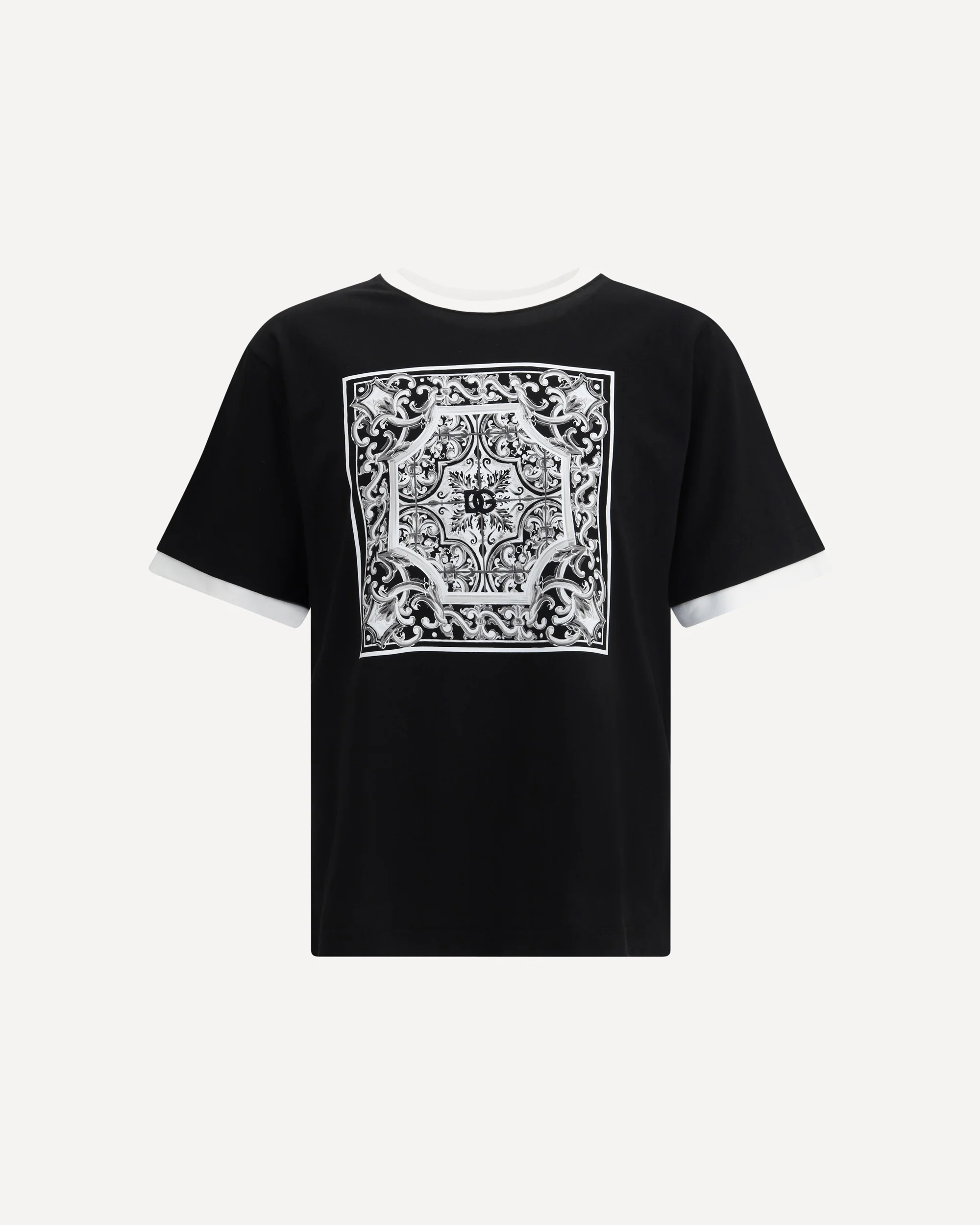 Baroque print T-Shirt - BLACK | Cheap Luxury Handbags Store,