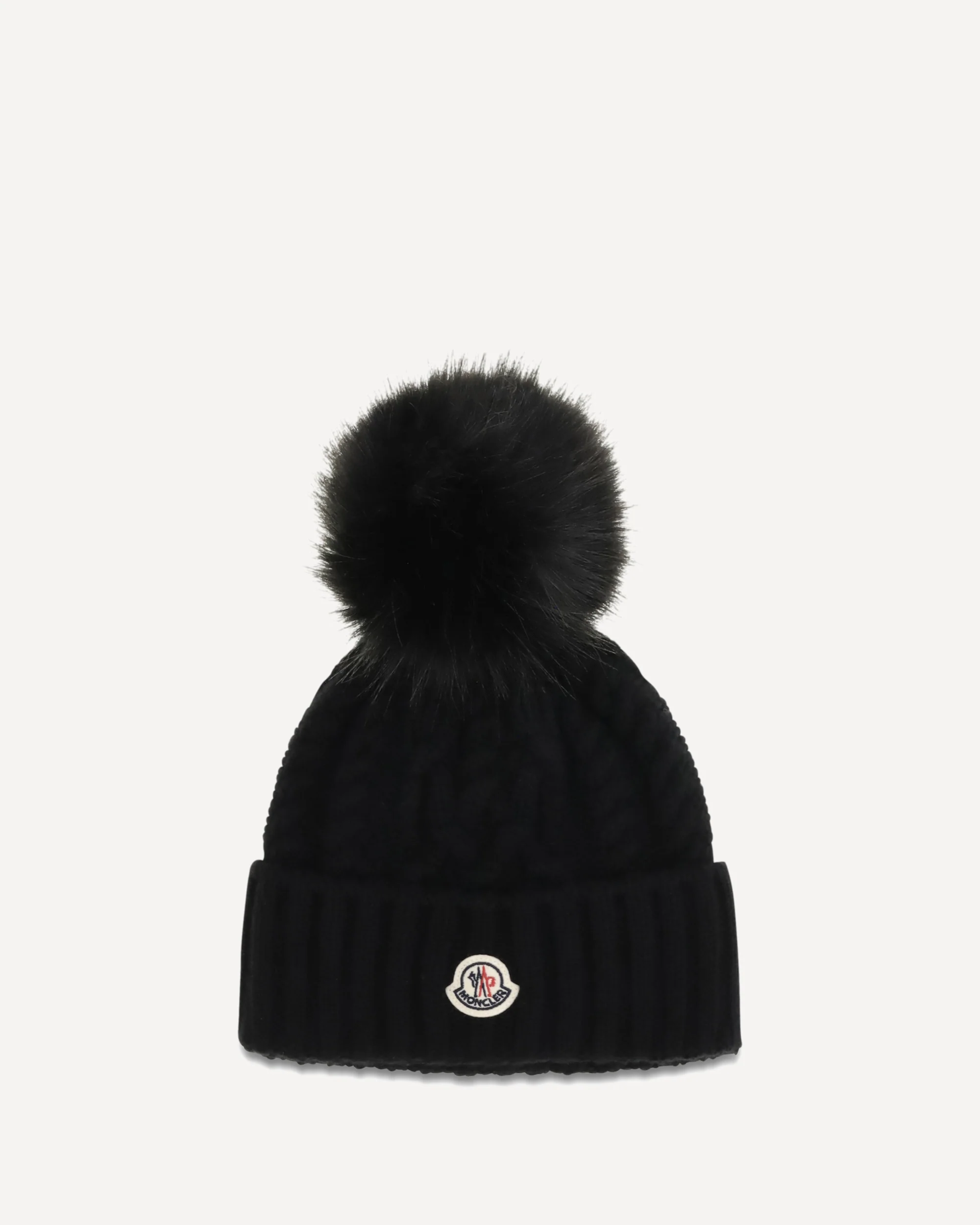 Wool and cashmere Beanie with pom-pom - BLACK | Cheap Luxury Handbags Store,