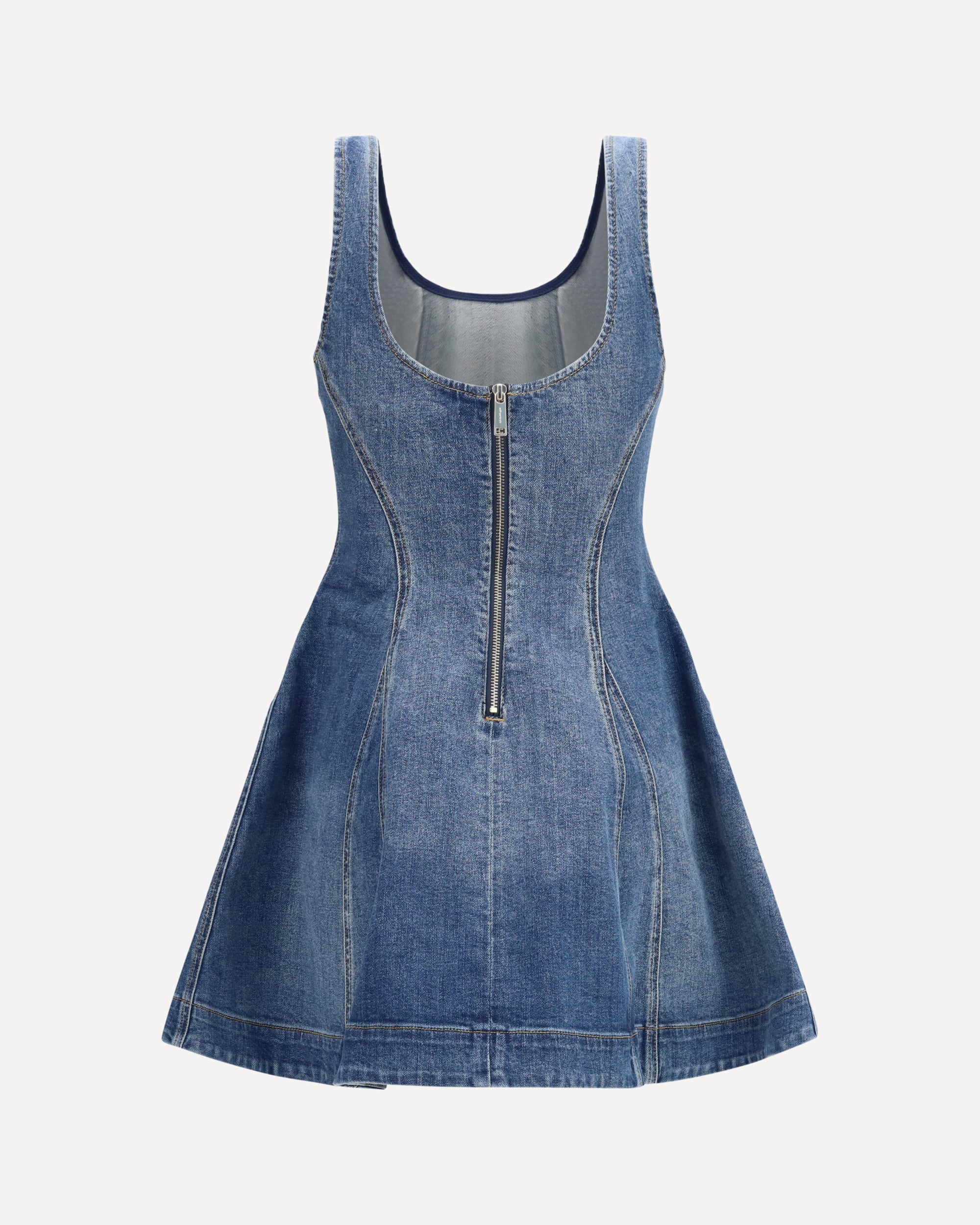 Denim flared mini Dress - BLUE | Cheap Luxury Handbags Store,