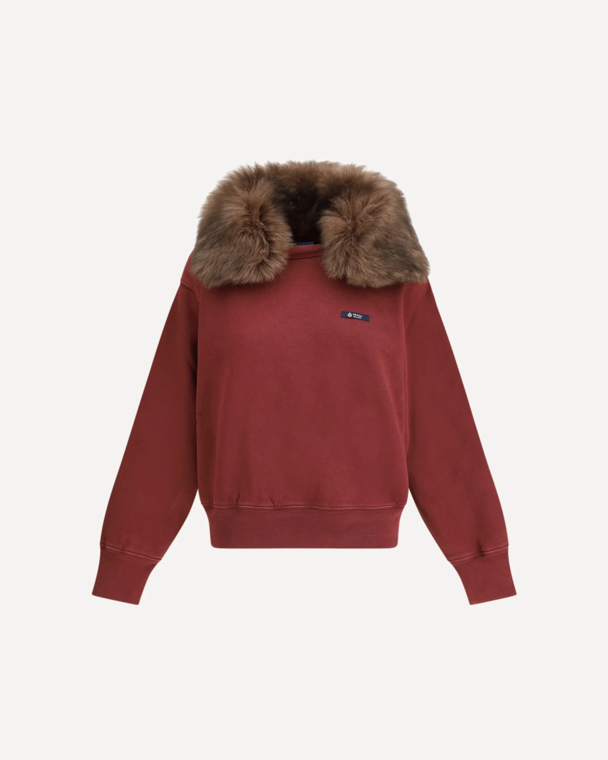 Sweatshirt with a shearling collar - BORDEAUX | Cheap Luxury Handbags Store,