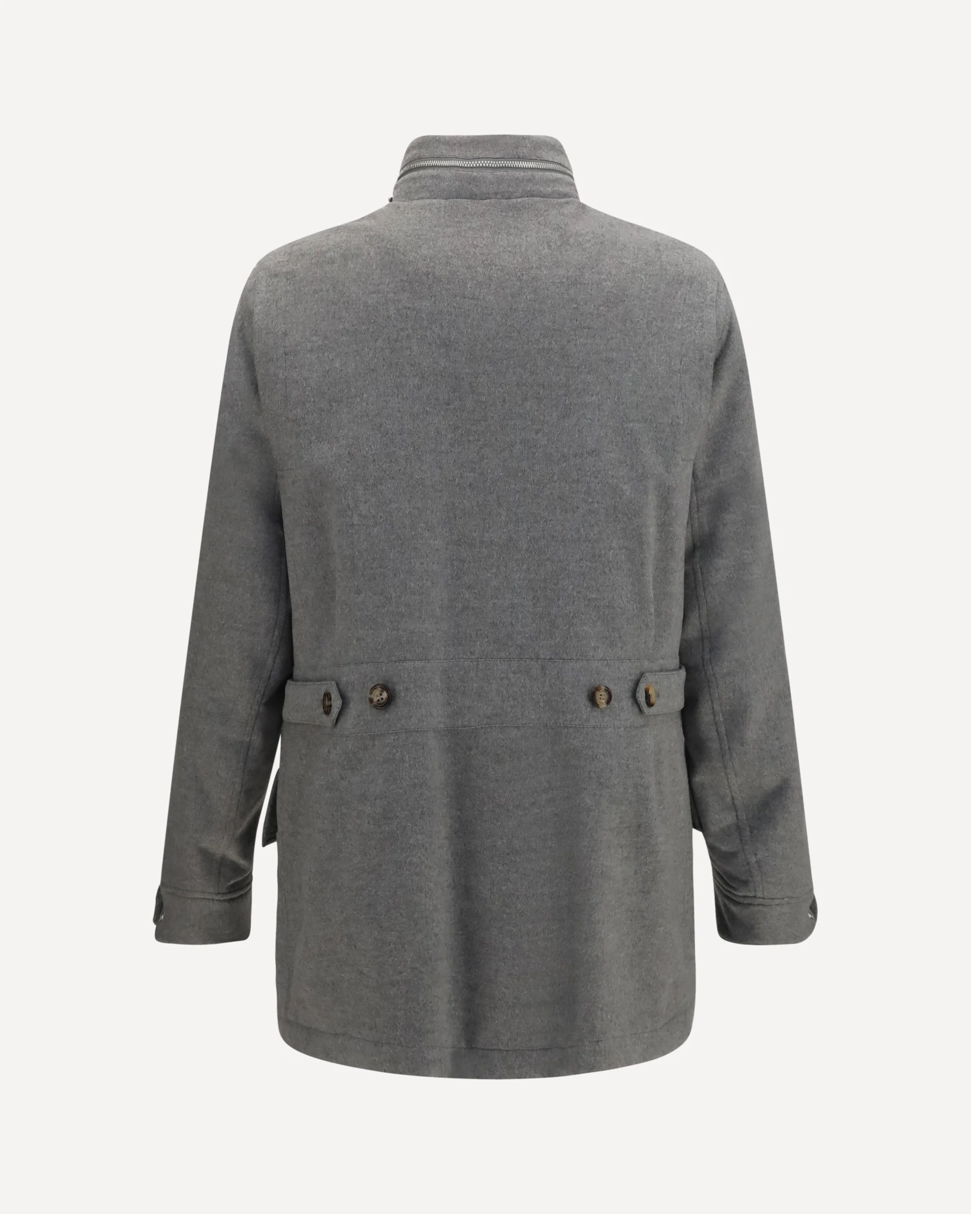 Cashmere Jacket with zip and buttons - GREY | Cheap Luxury Handbags Store,