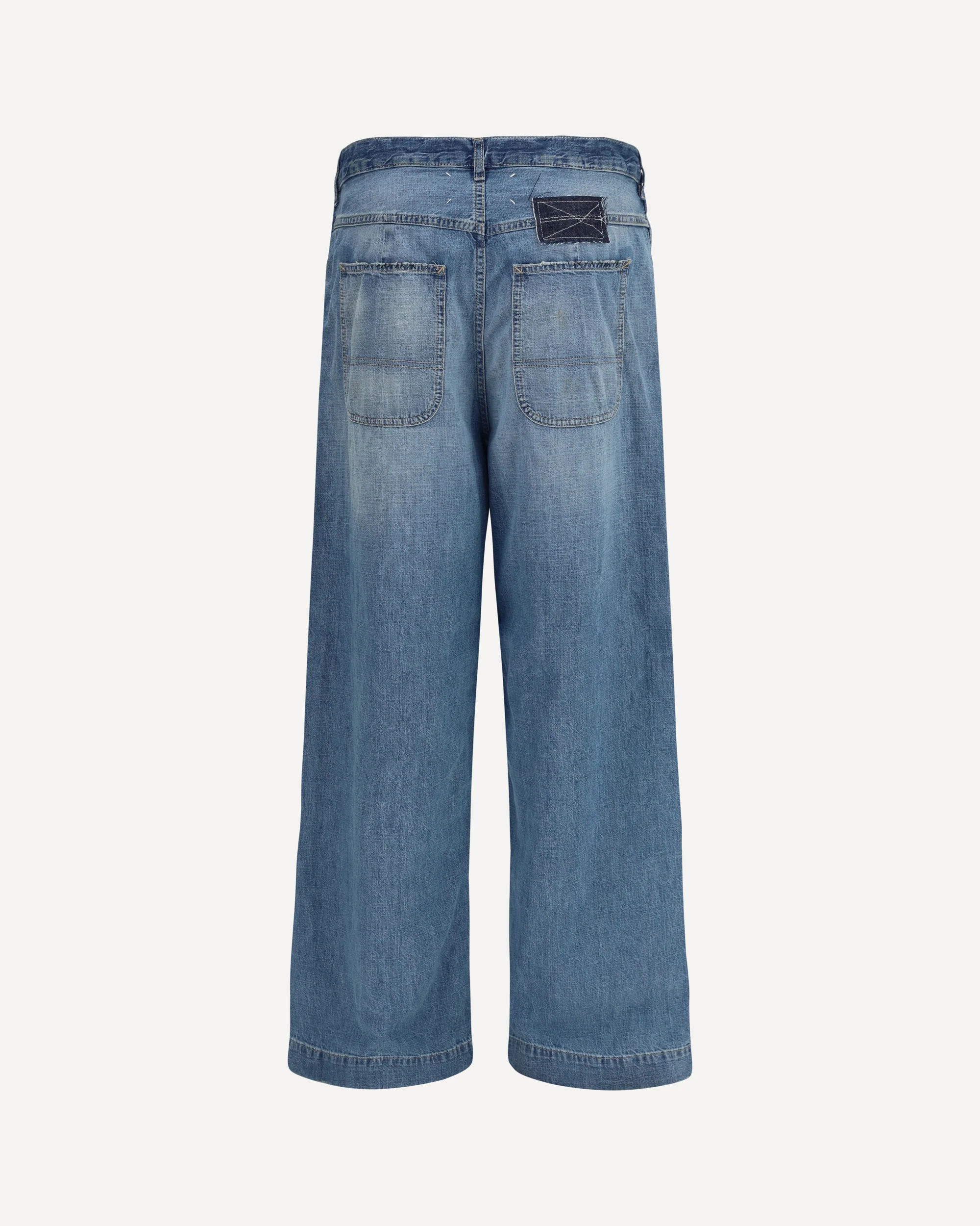 Patchwork-detail wide leg Jeans - BLUE | Cheap Luxury Handbags Store,