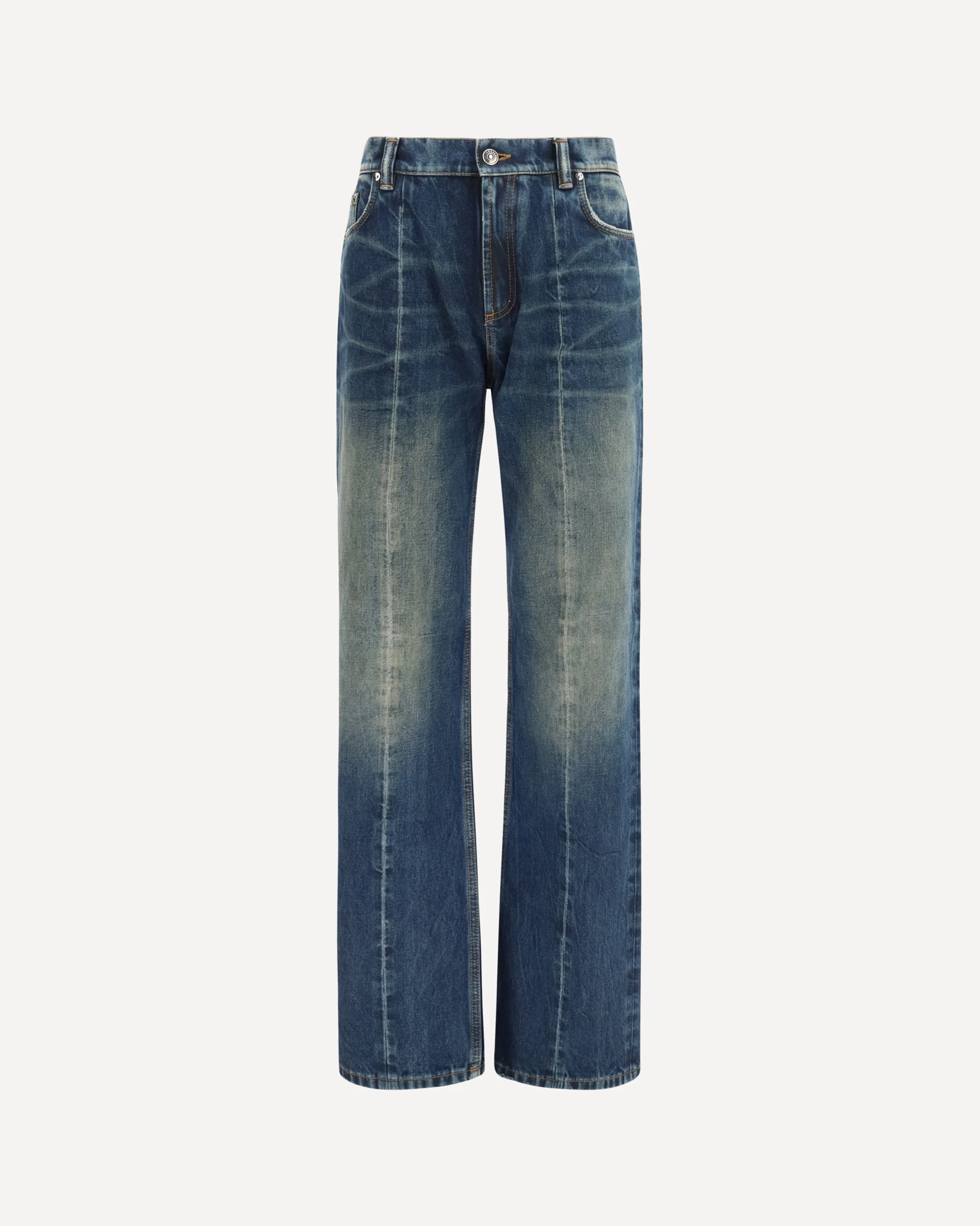Distressed straight-leg cotton denim Jeans - BLUE | Cheap Luxury Handbags Store,