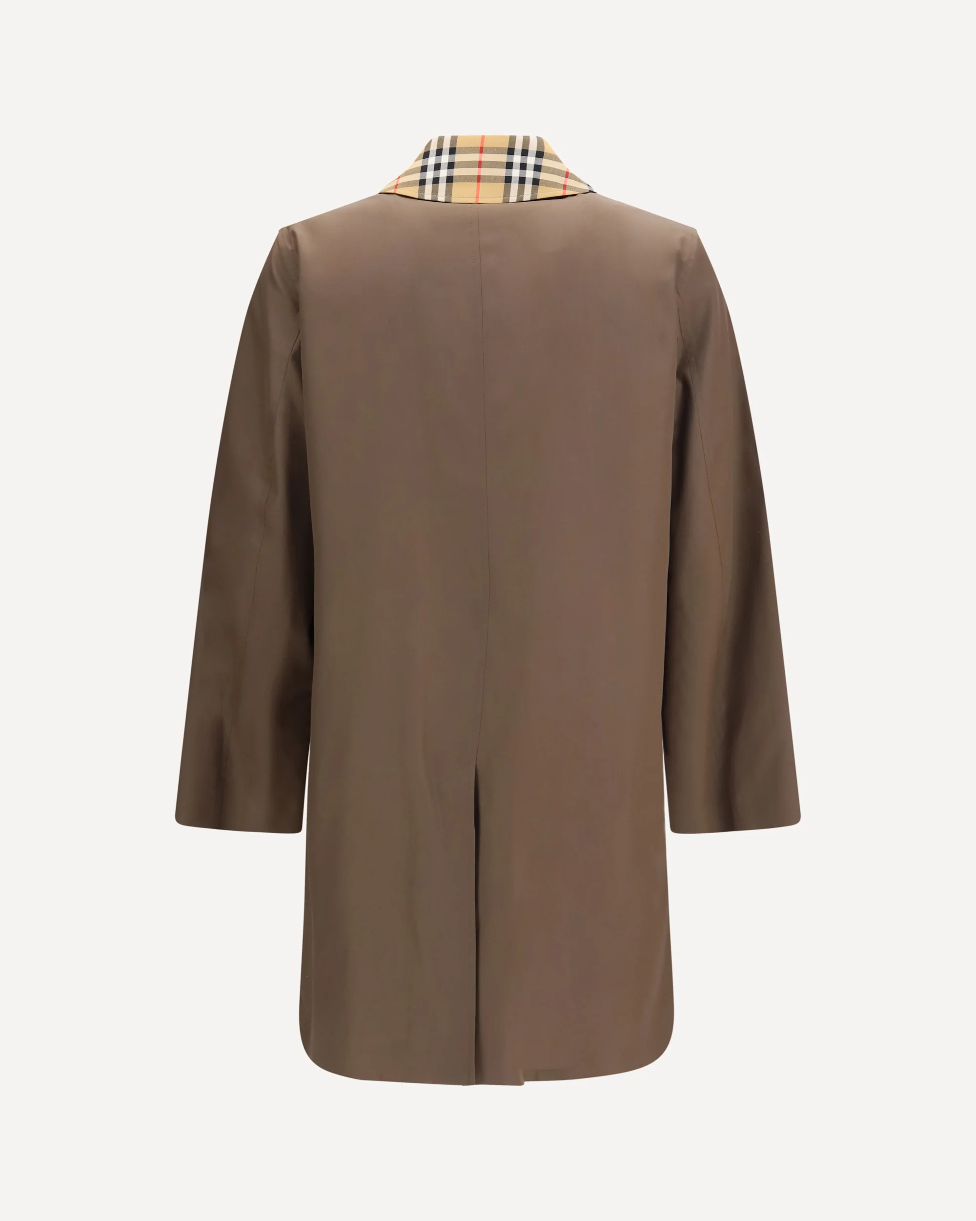 Tottenham cotton gabardine Coat with Check collar - BROWN | Cheap Luxury Handbags Store,