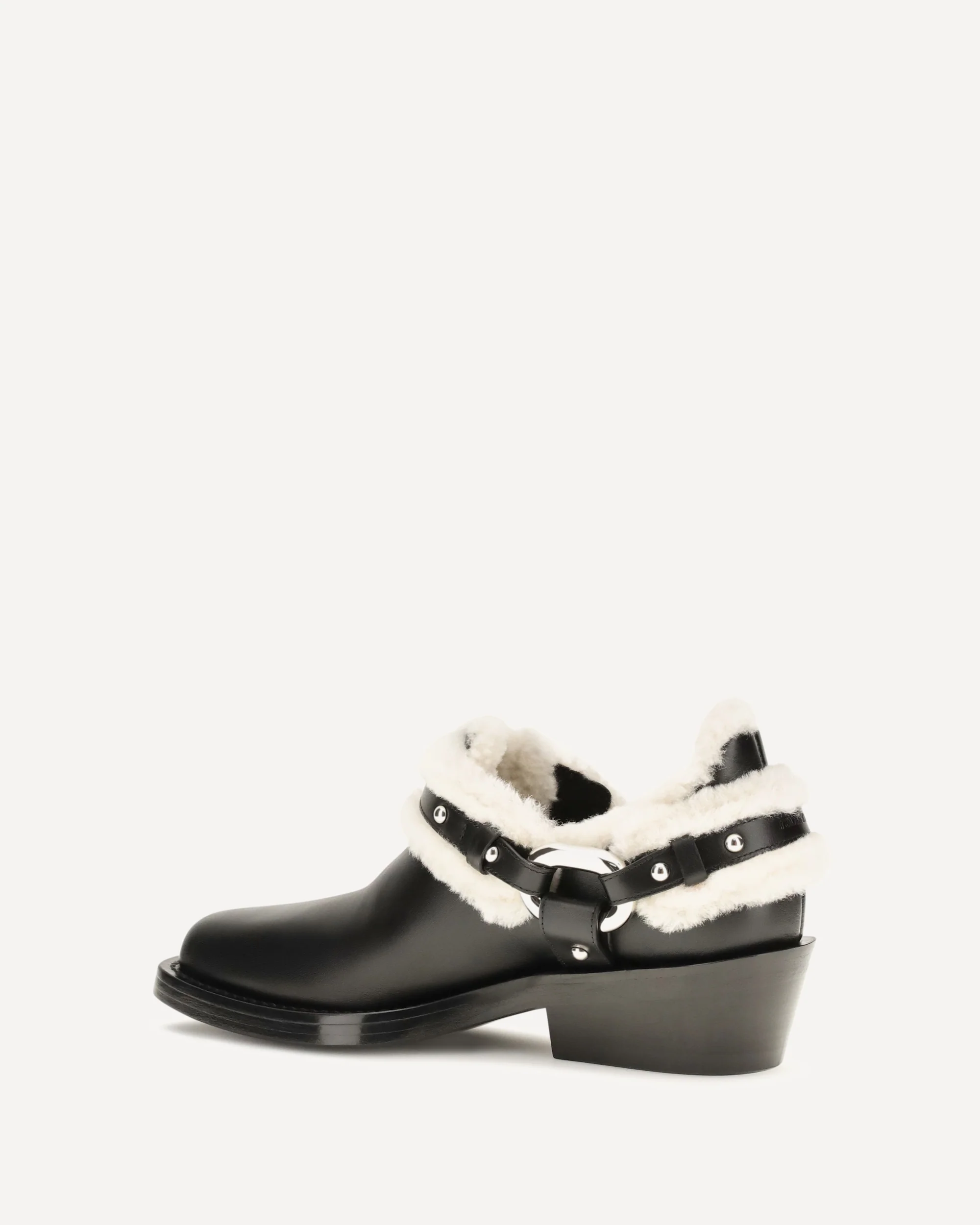 Shearling trim biker ankle Boots - BLACK | Cheap Luxury Handbags Store,