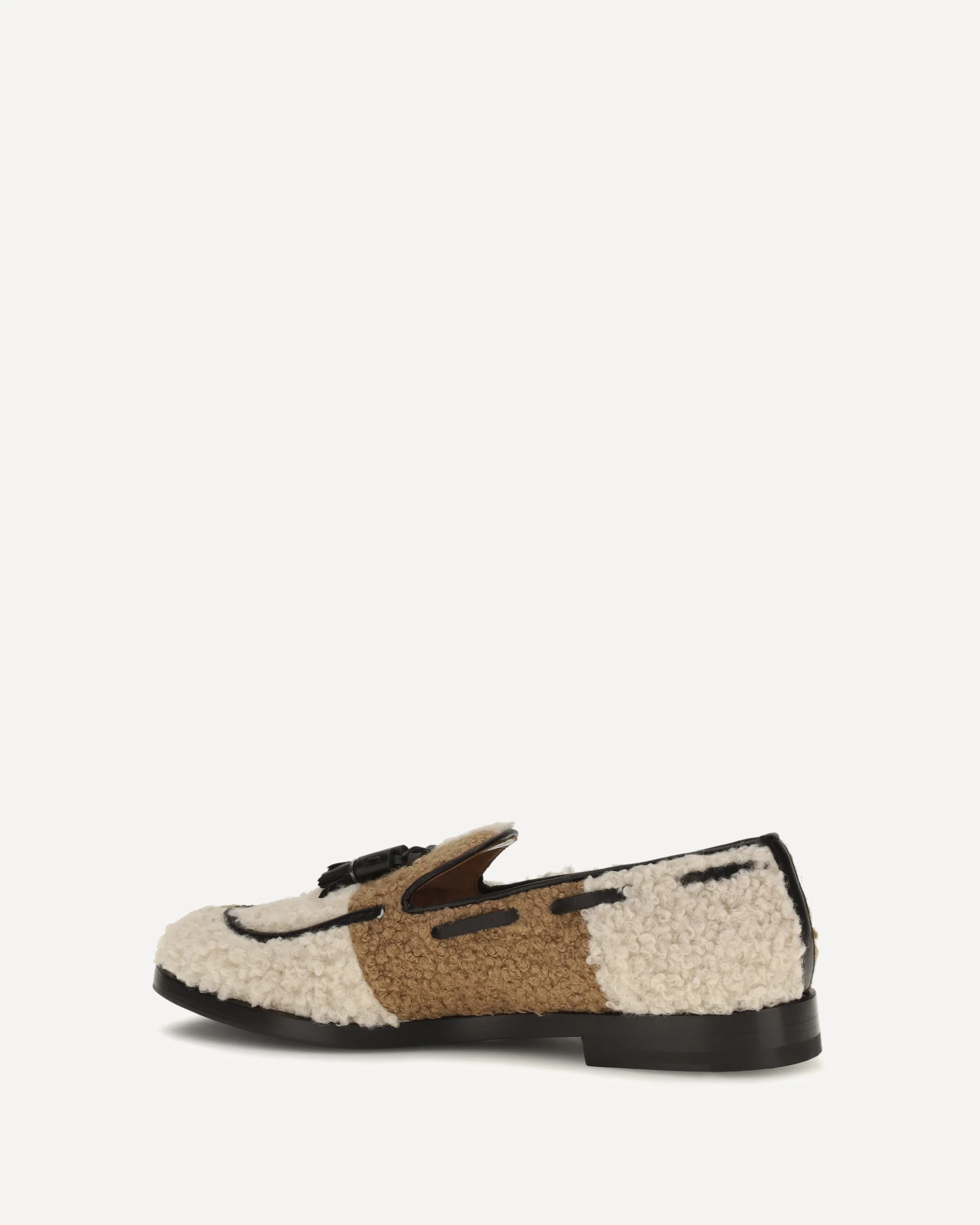 Two-tone bouclé-effect Loafers - BEIGE | Cheap Luxury Handbags Store,