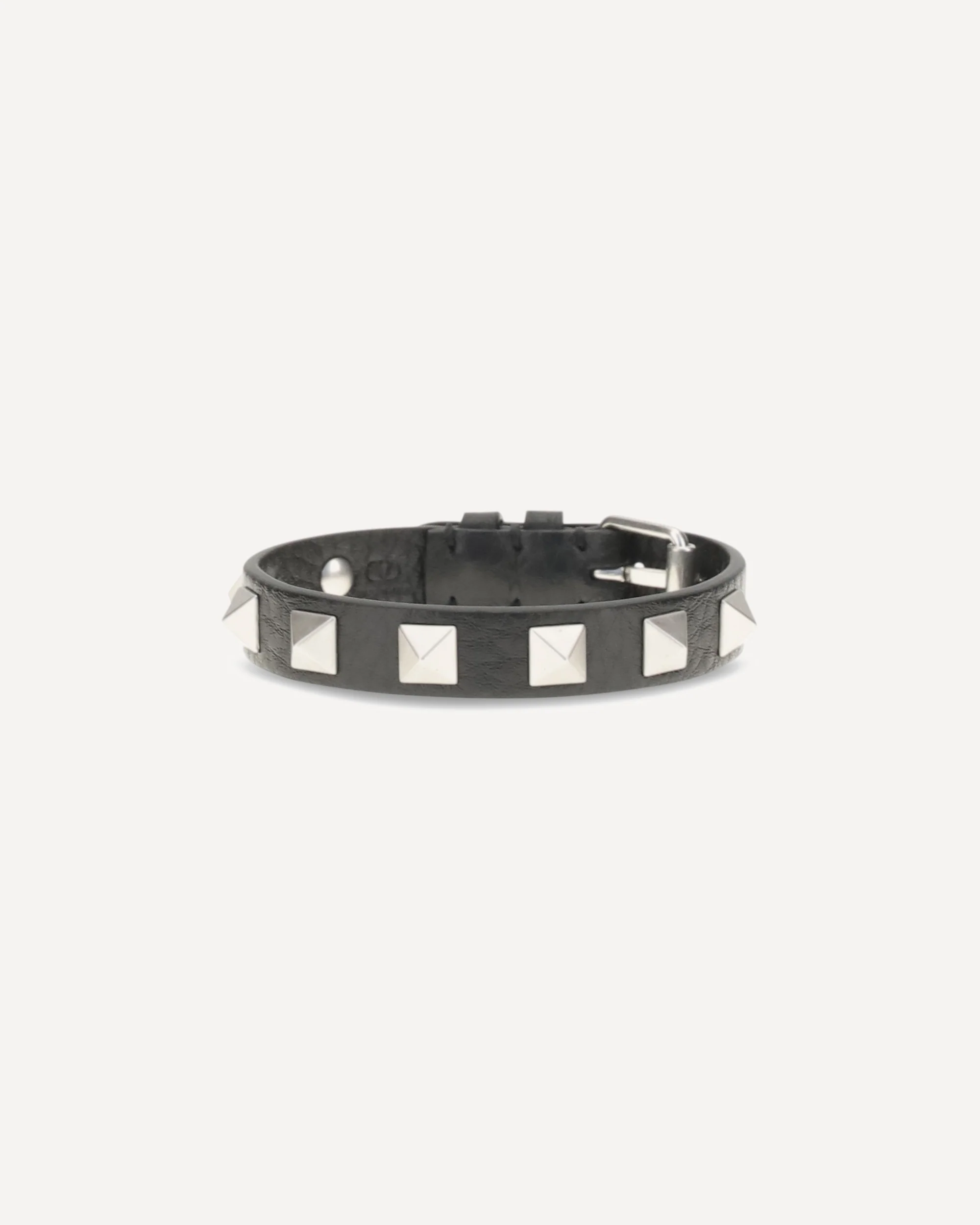 Rockstud leather Bracelet - BLACK | Cheap Luxury Handbags Store,