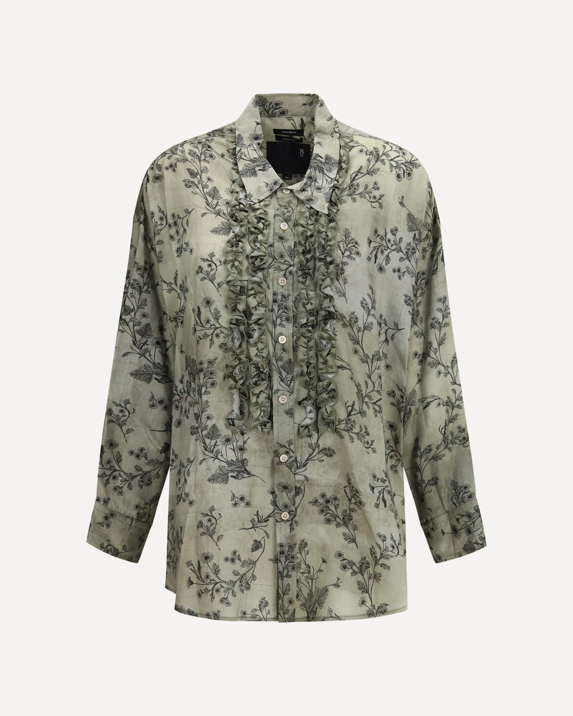V-neck ruffle Shirt - GREEN | Cheap Luxury Handbags Store,