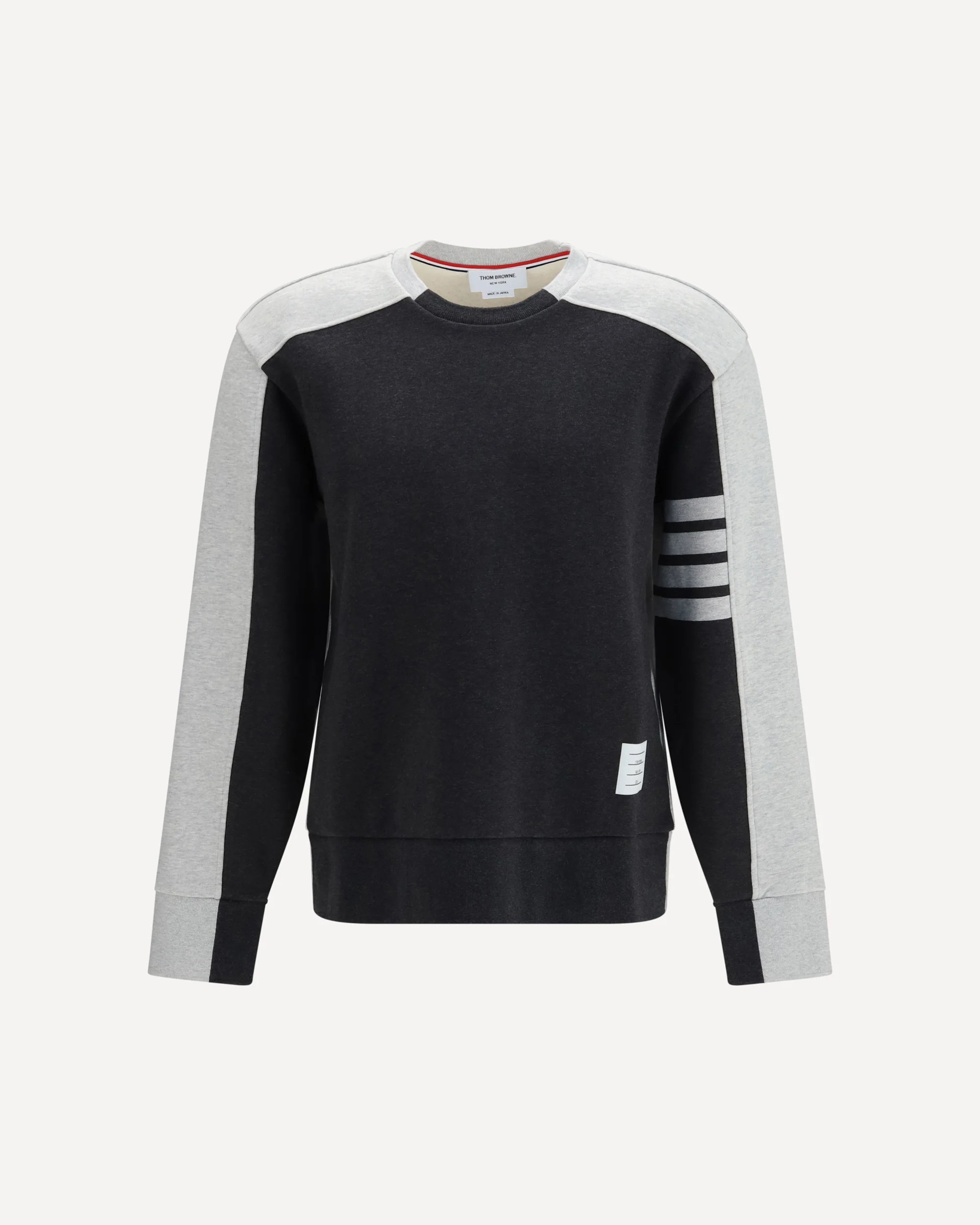 Colorblock Crewneck Sweatshirt with 4-bar detail - GREY | Cheap Luxury Handbags Store,