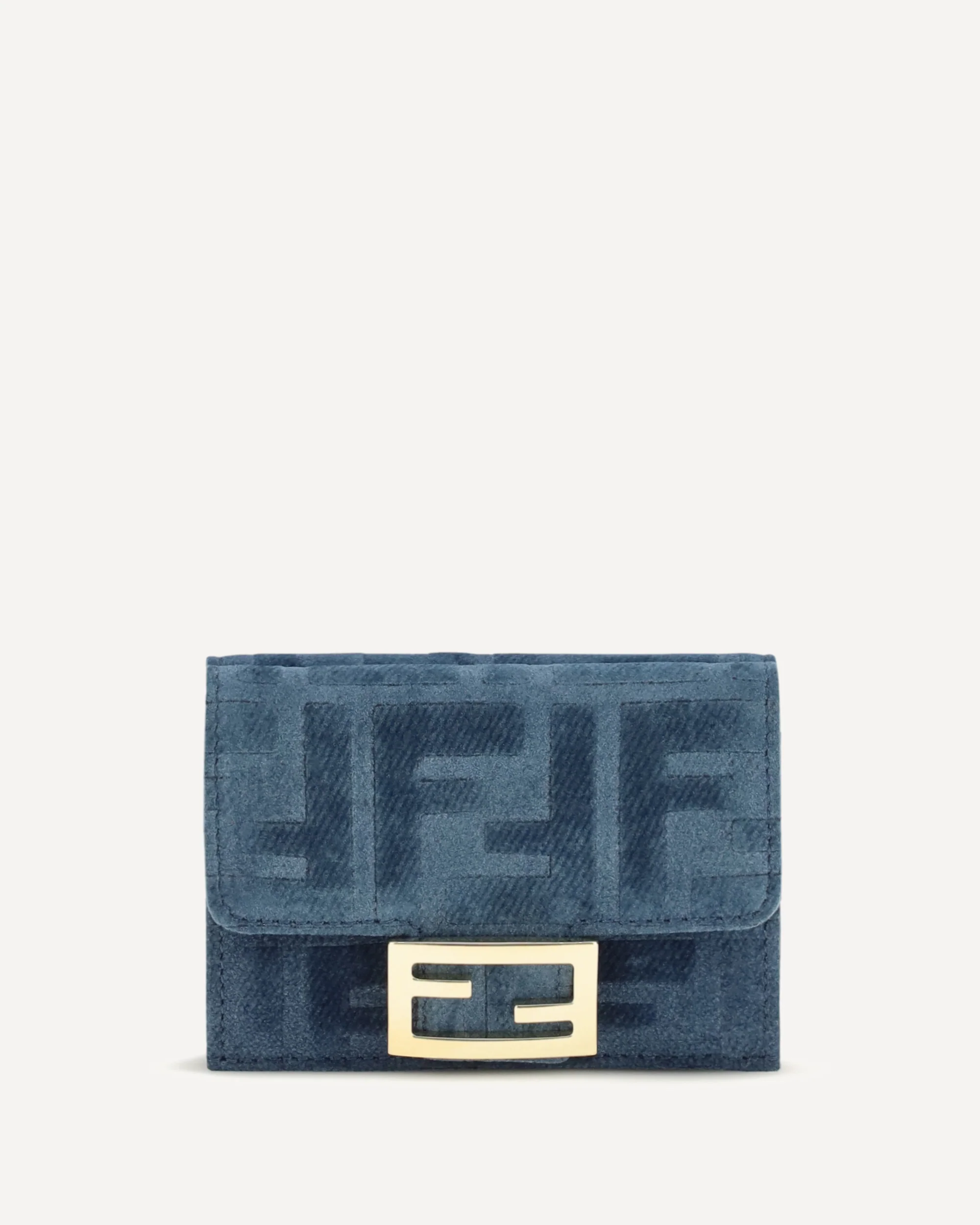 Trifold Wallet with FF monogram in jacquard - BLUE | Cheap Luxury Handbags Store,