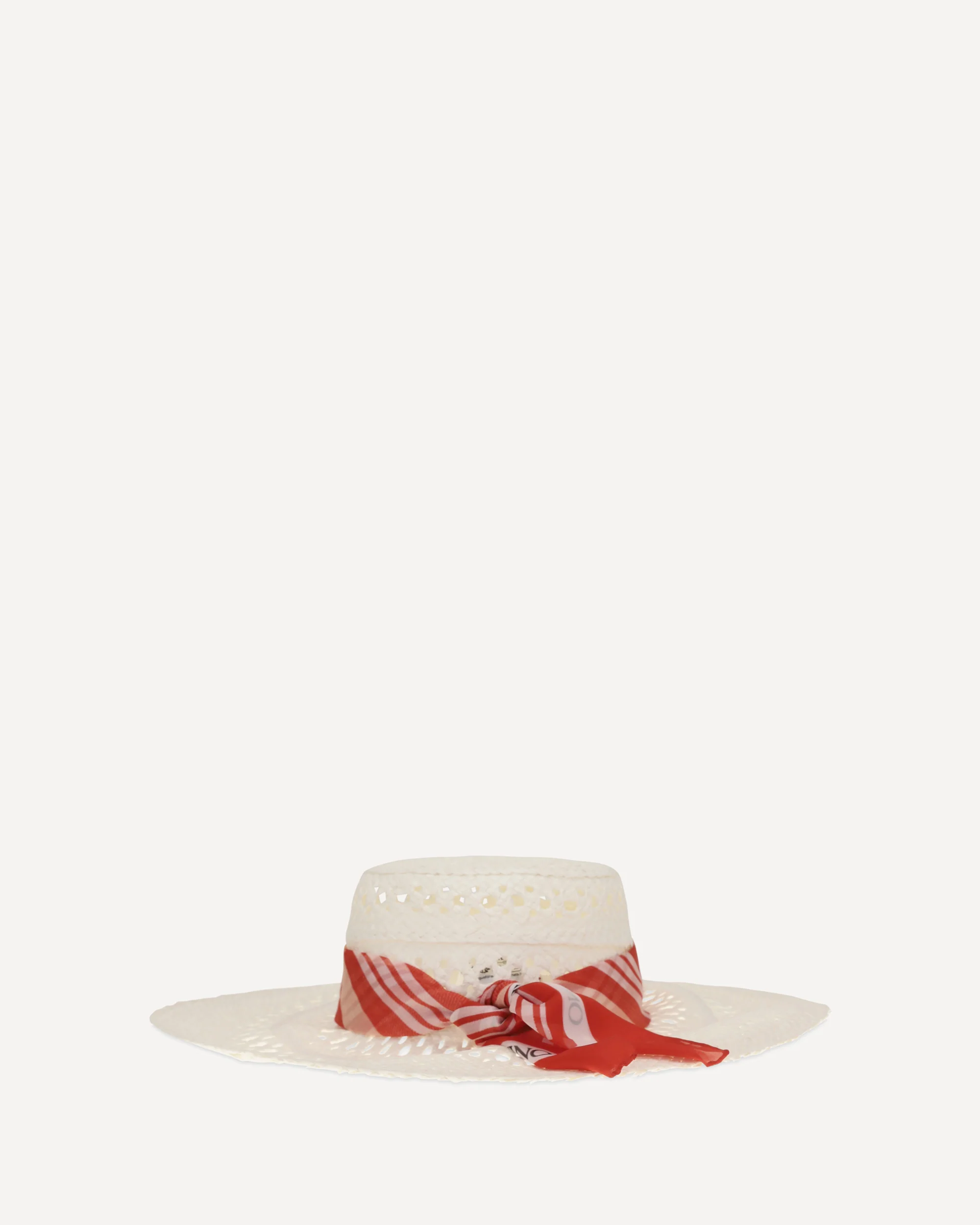 Wide-brim Hat with vichy print silk scarf - WHITE | Cheap Luxury Handbags Store,