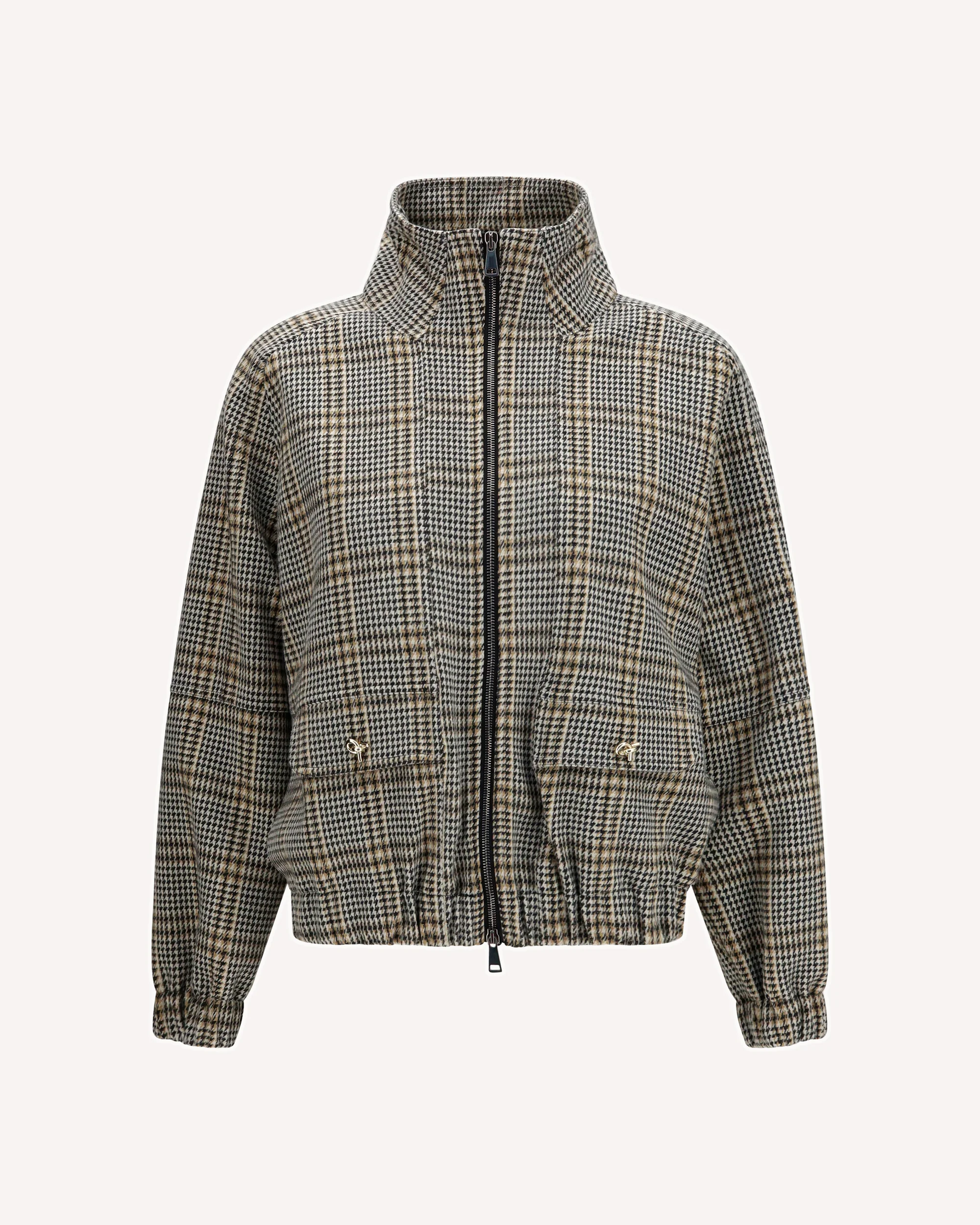 Check jersey Bomber Jacket - BEIGE | Cheap Luxury Handbags Store,