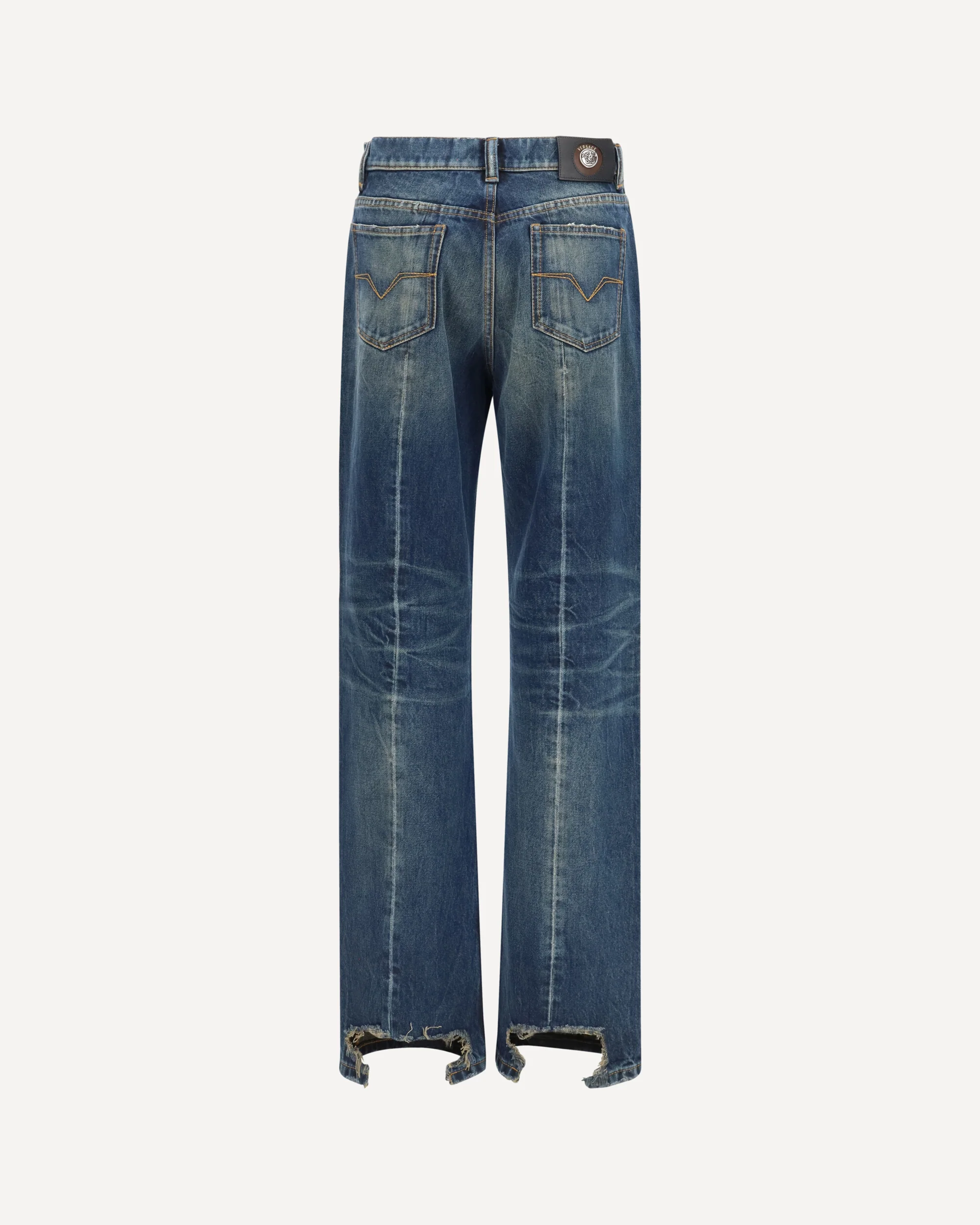 Distressed straight-leg cotton denim Jeans - BLUE | Cheap Luxury Handbags Store,