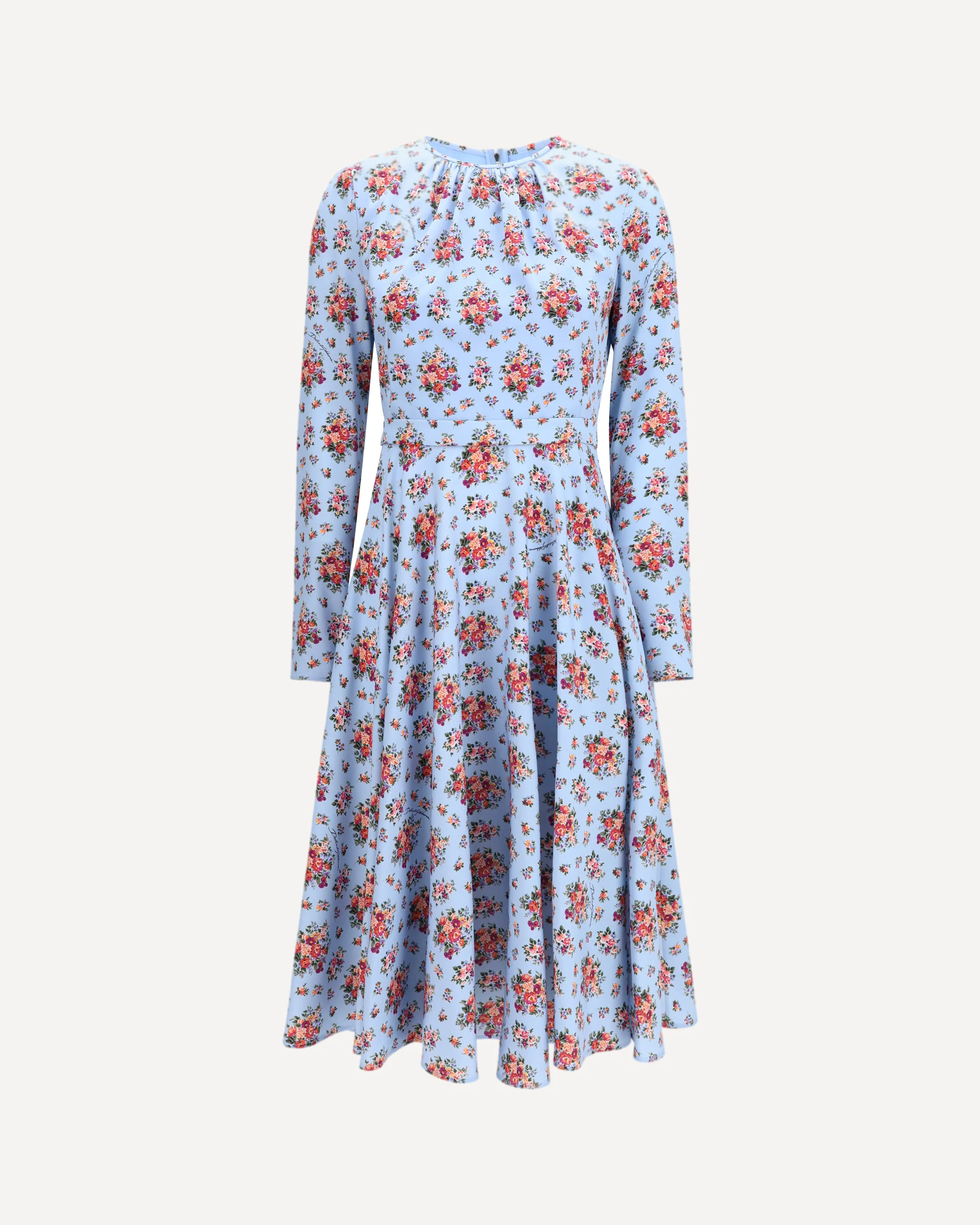 Charmeuse long Dress with bouquet print - MULTICOLOUR | Cheap Luxury Handbags Store,