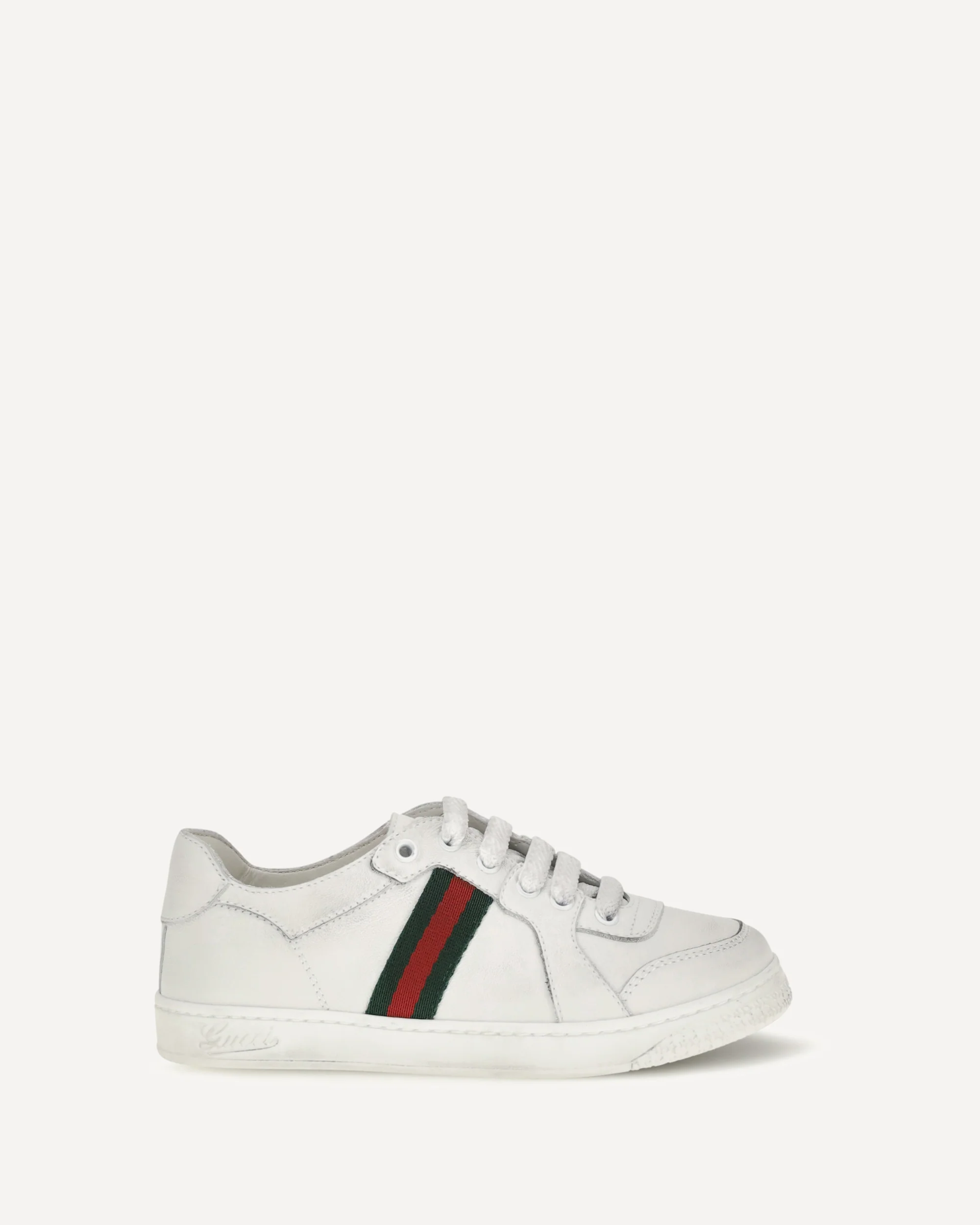 Leather Sneakers with Web detail for Boy - WHITE | Cheap Luxury Handbags Store,