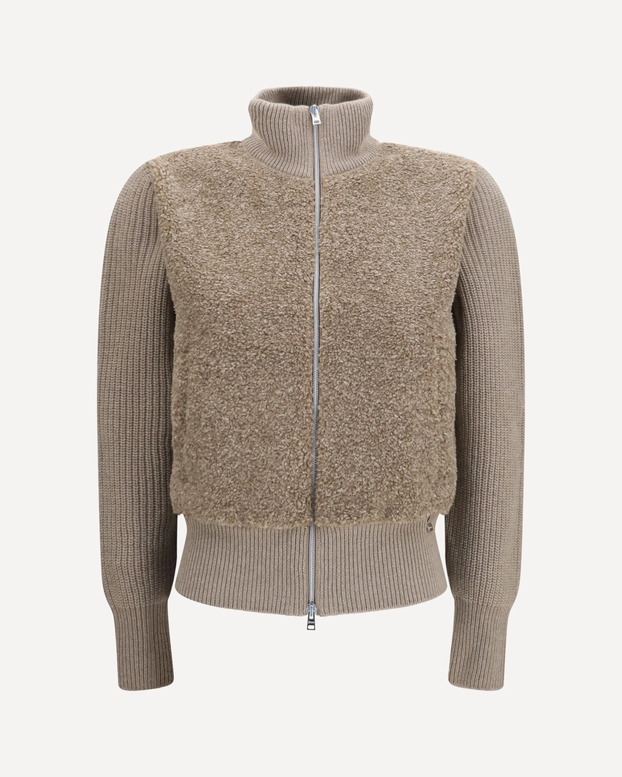 Resort ribbed pure wool Cardigan - BEIGE | Cheap Luxury Handbags Store,