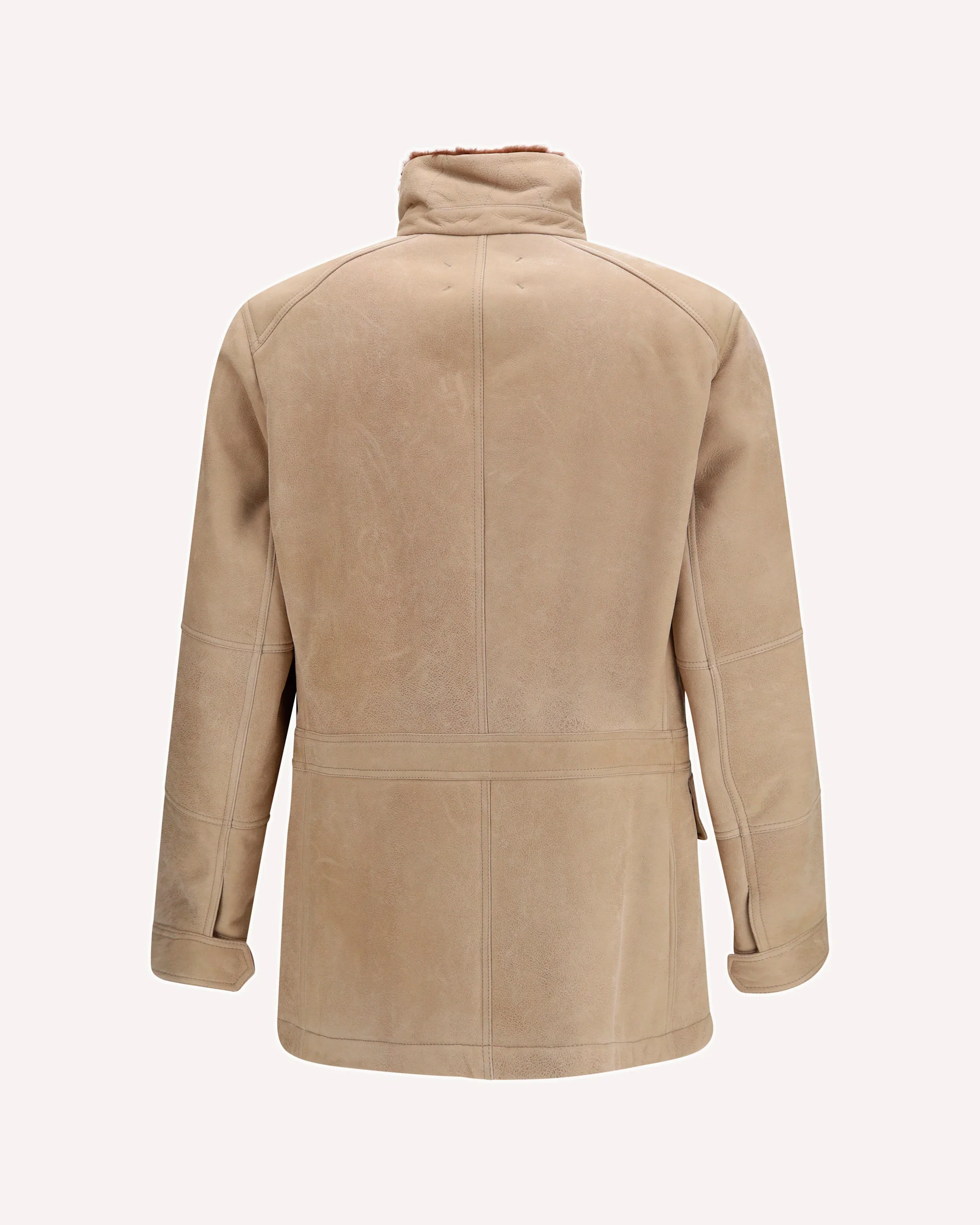 Waxed shearling Safari Jacket - BEIGE | Cheap Luxury Handbags Store,