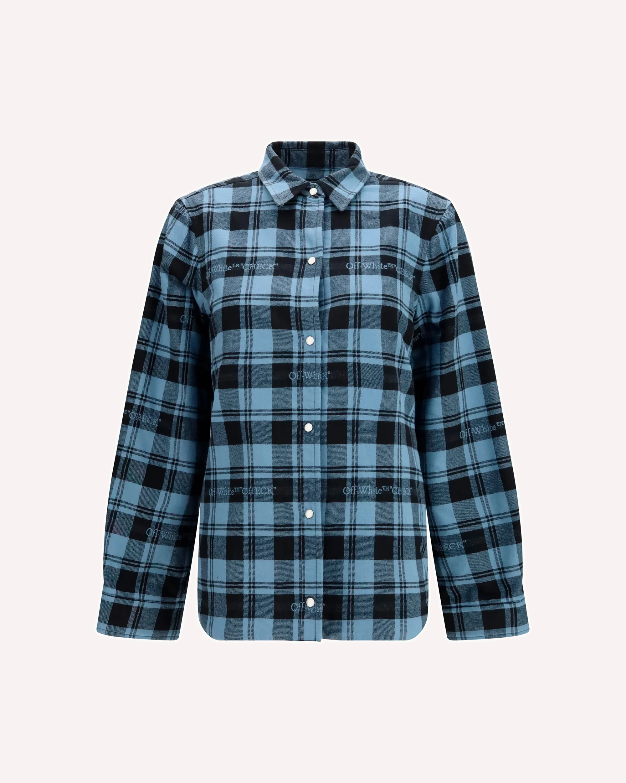 Check flannel padded Overshirt - LIGHT BLUE | Cheap Luxury Handbags Store,